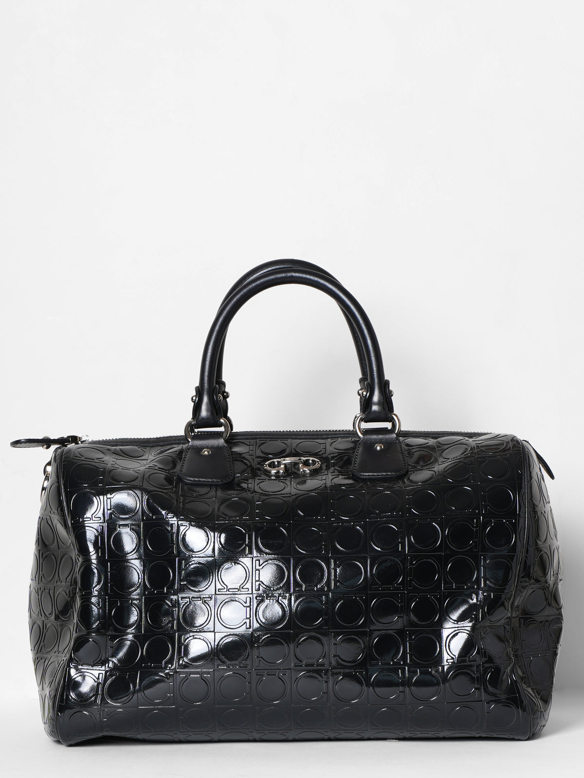 Salvatore Ferragamo Black Leather Bowling Bag