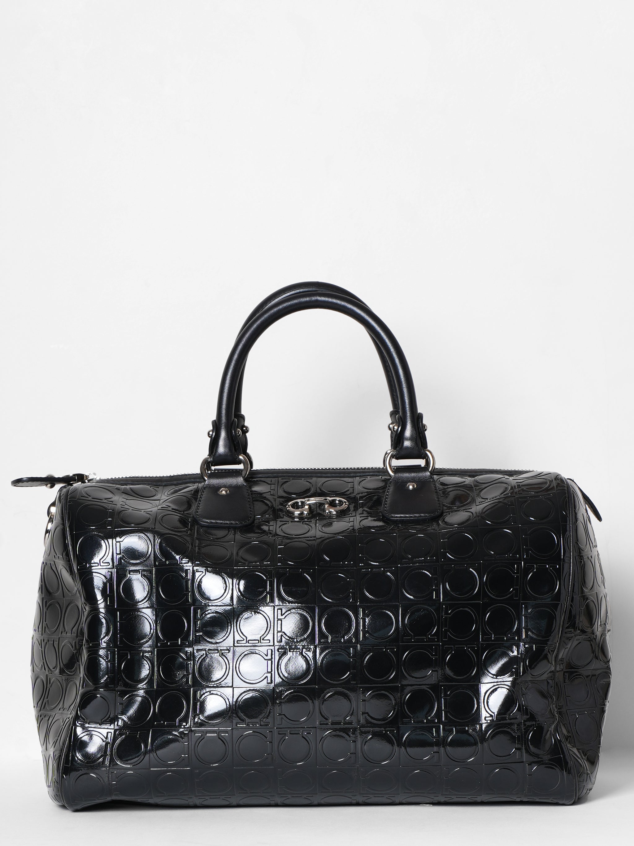 Salvatore Ferragamo Black Leather Bowling Bag