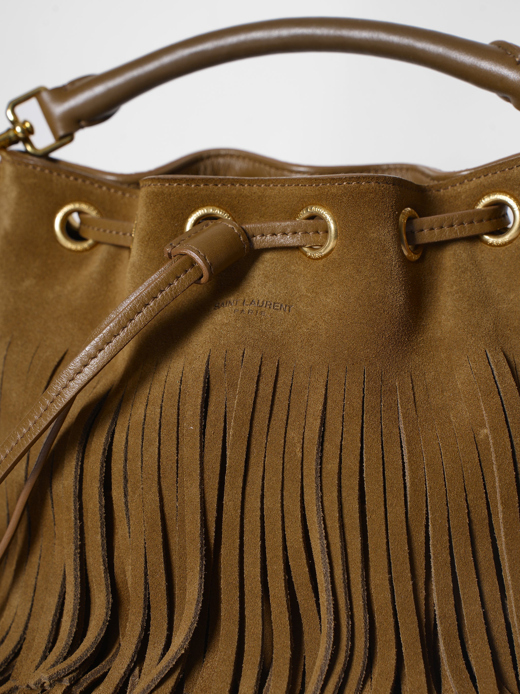 Saint Laurent Emmanuelle Brown Fringe Bag