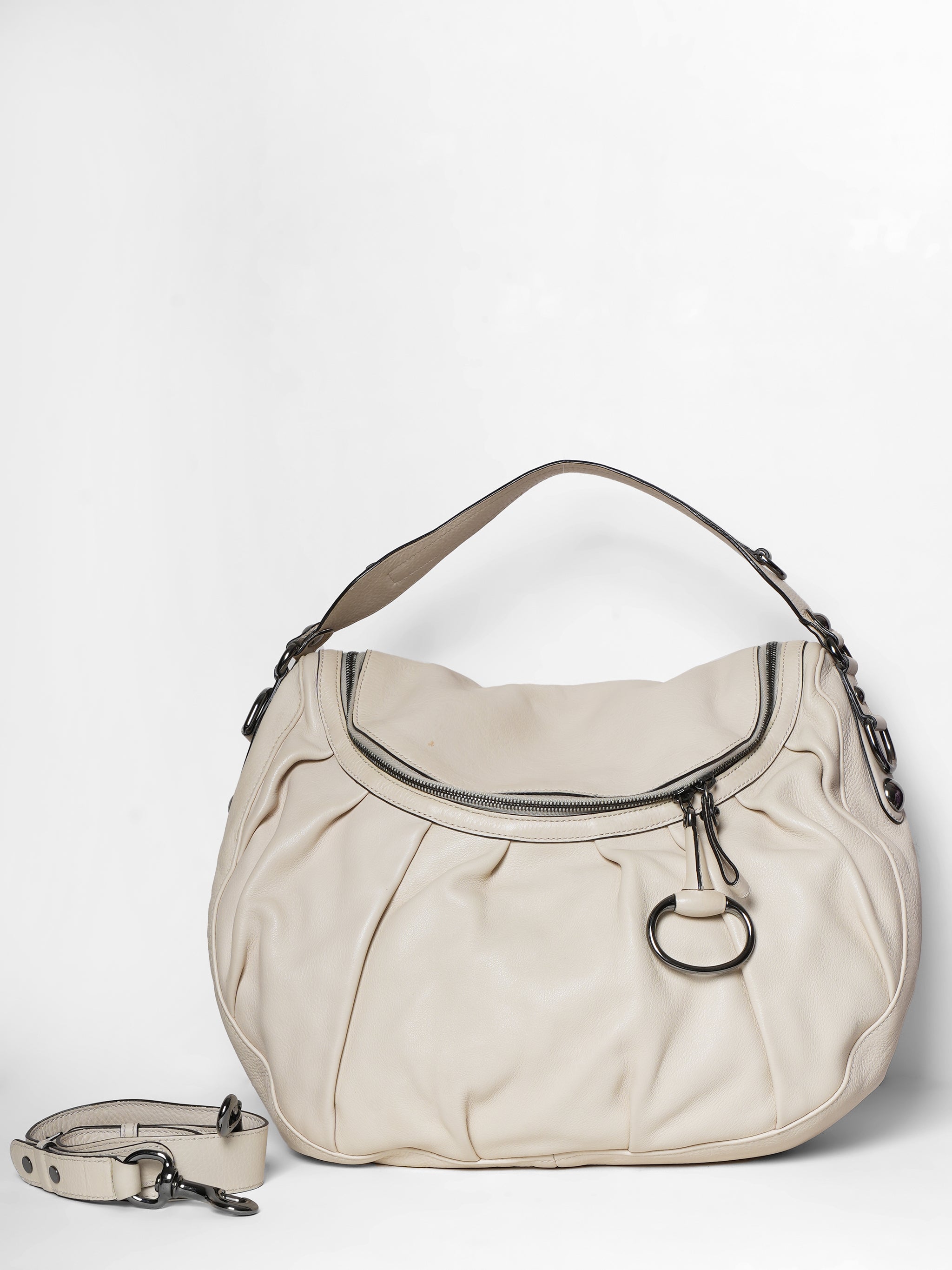 Gucci Leather White Hobo Bag