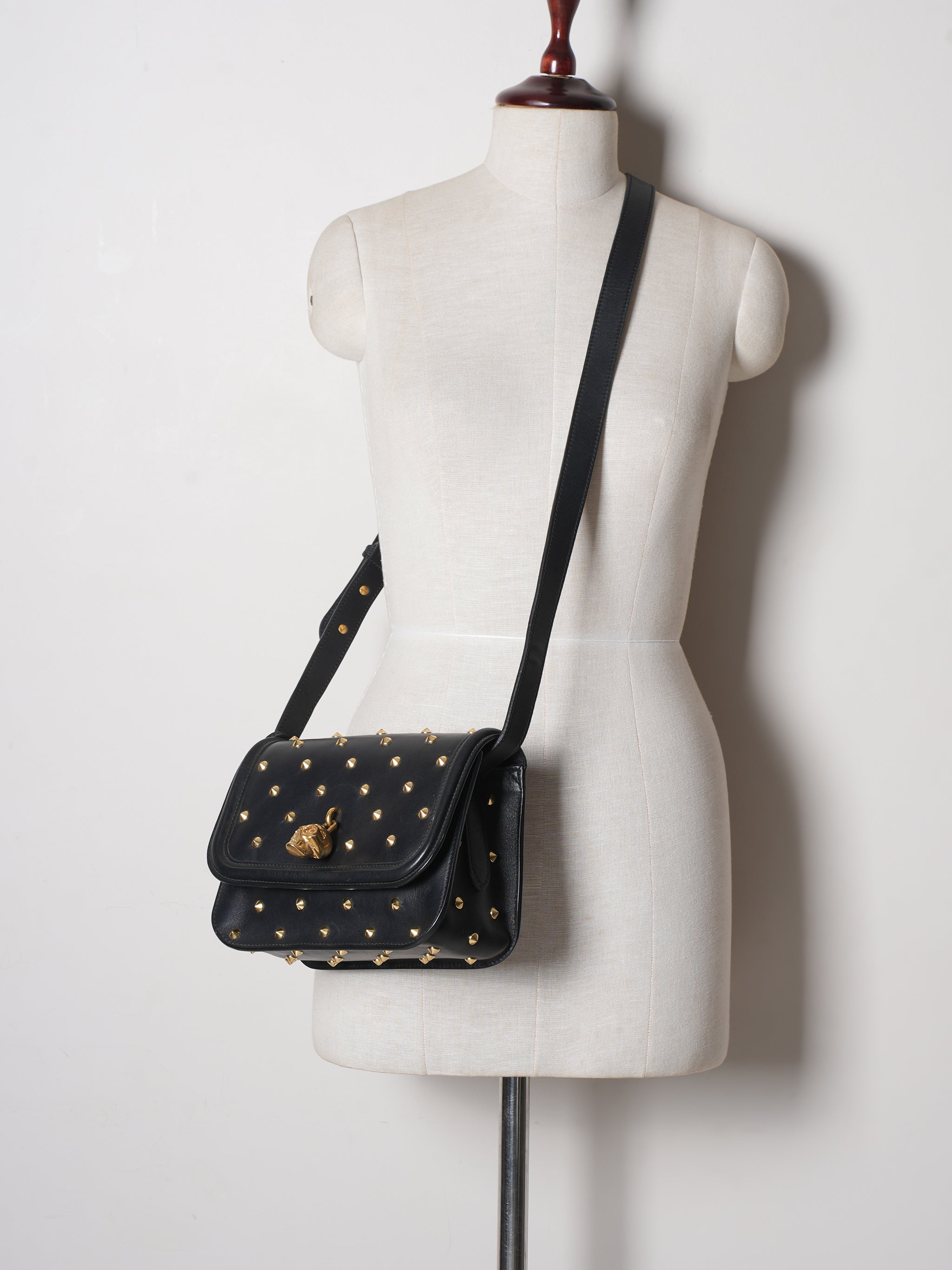 Alexander McQueen Padlock Studded Leather Shoulder Bag