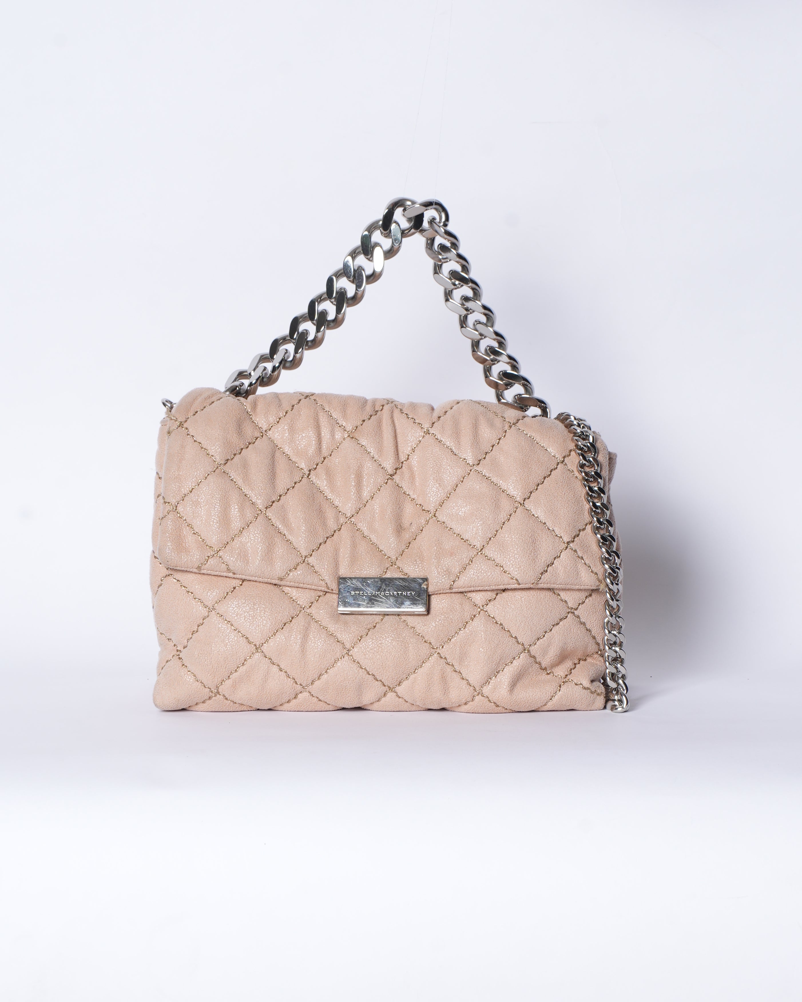 Stella McCartney Beige Medium Quilted Becks Shoulder Bag