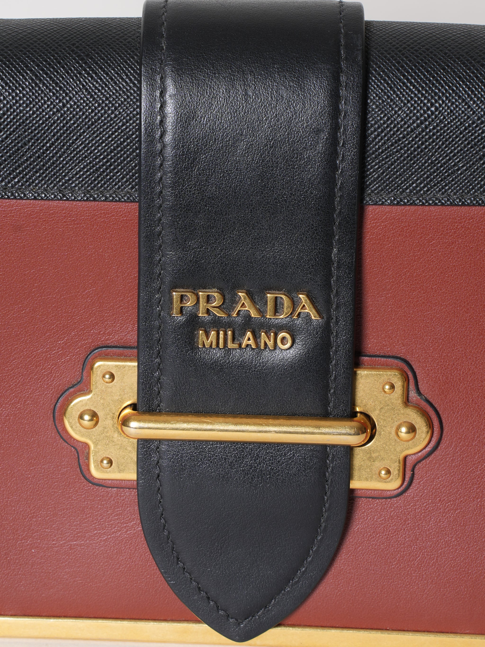 Prada Brown & Black Saffiano Leather Bag