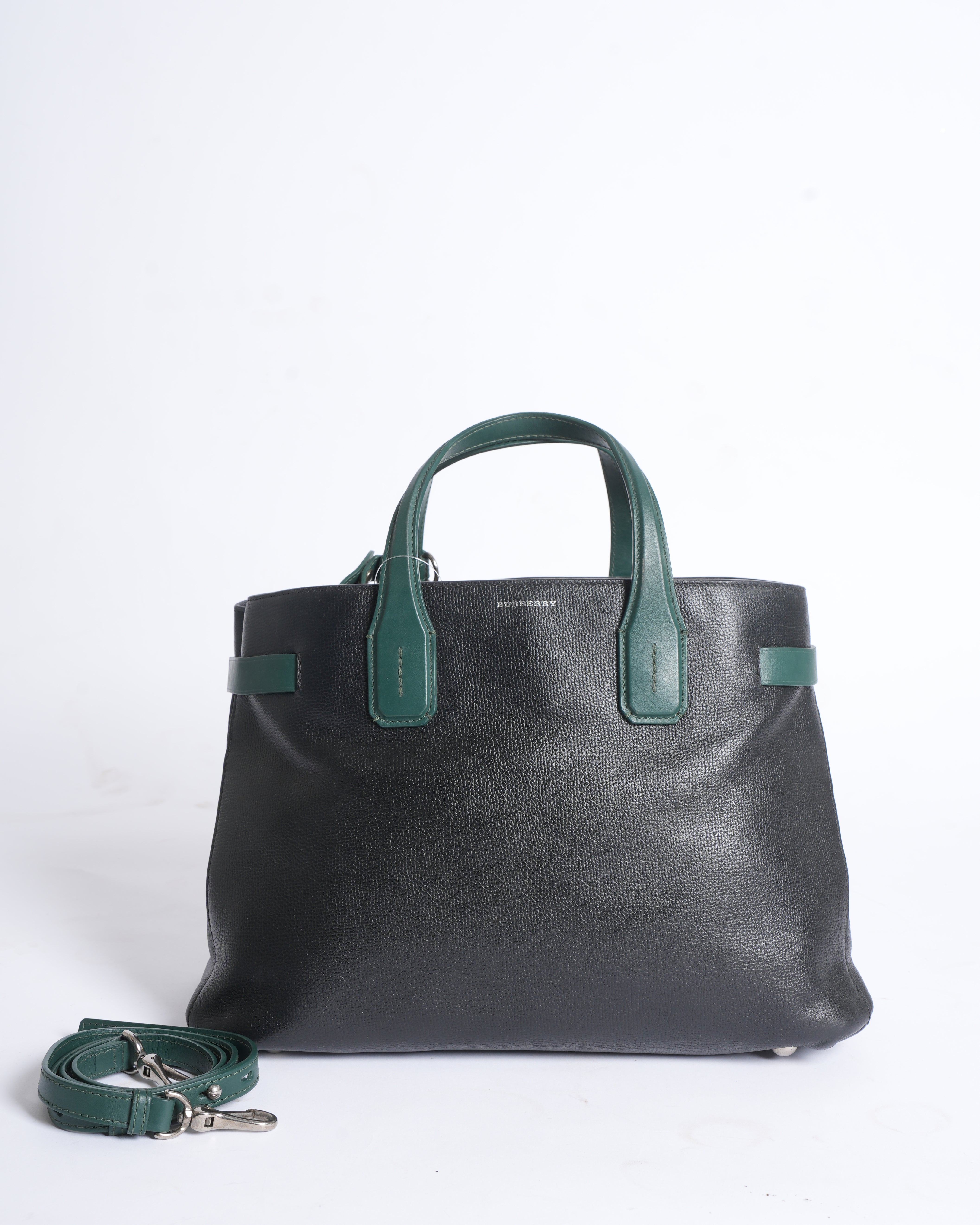 Burberry leather small banner tote