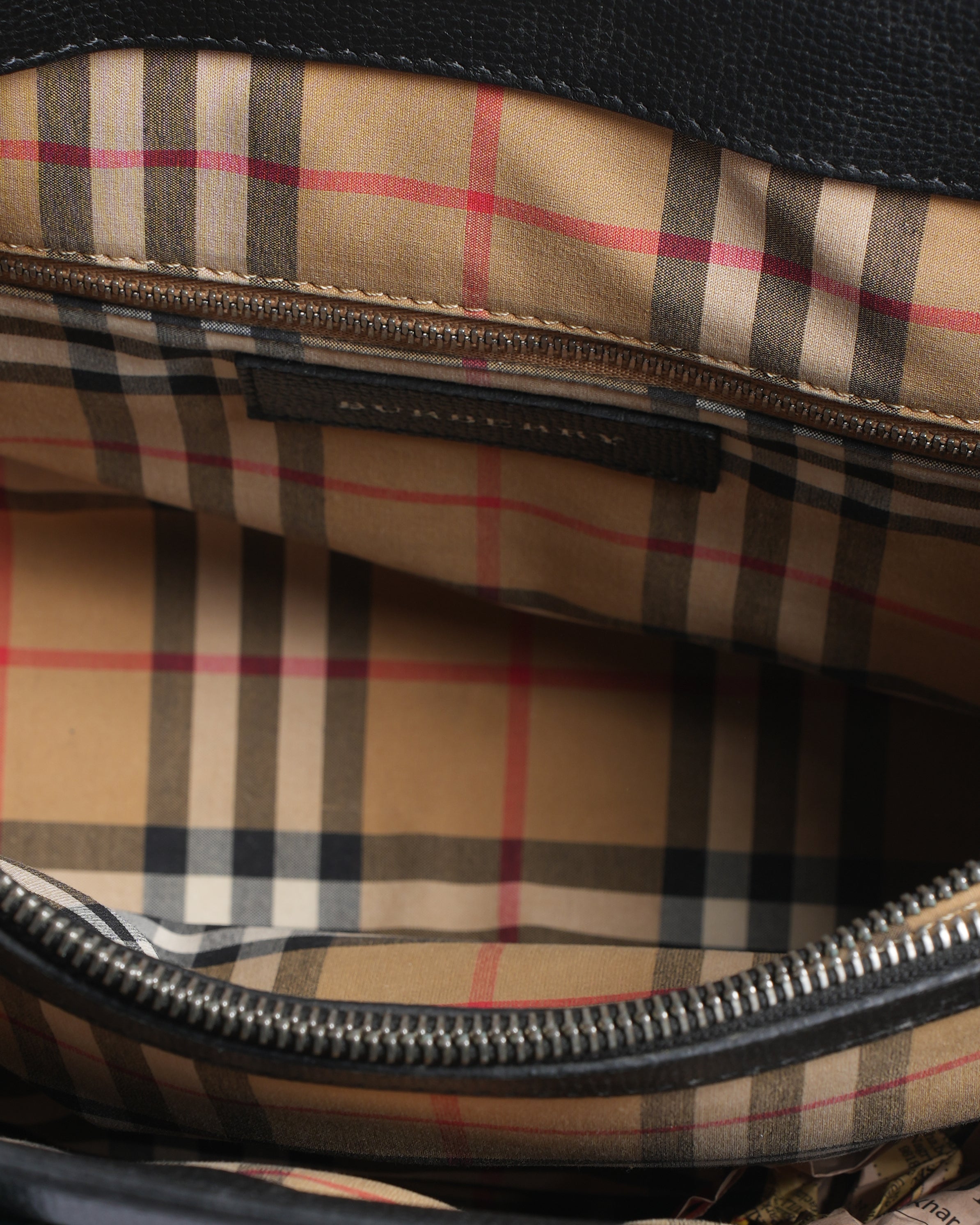 Burberry leather small banner tote