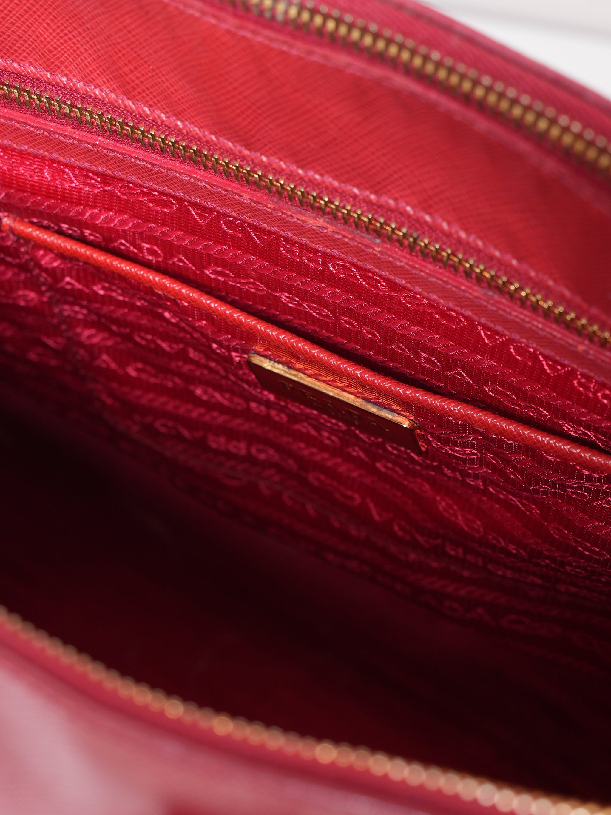 PRADA Canapa Bag Purse Canvas Red inside zipper pocket gold hardware Used |  eBay