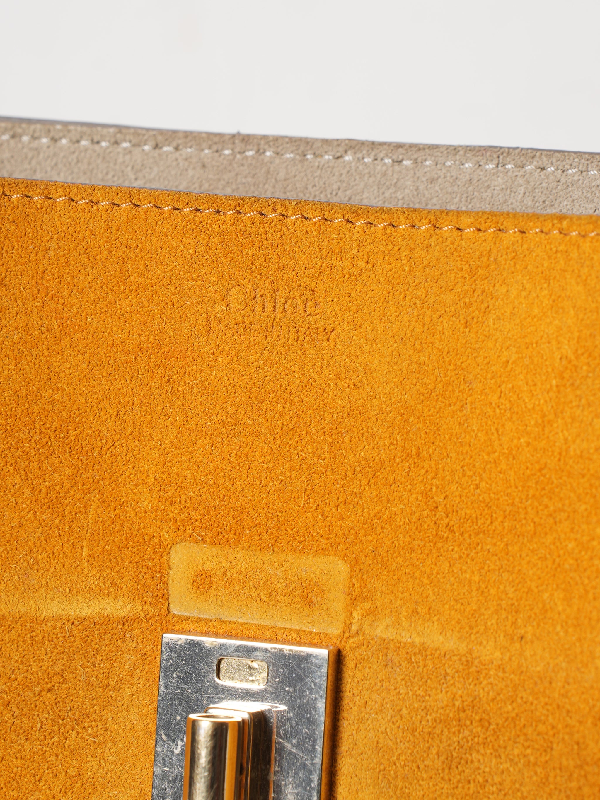 Chloe Mustard Suede & Python Drew Bag