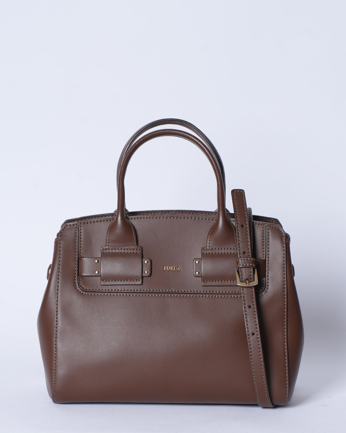 Furla Metallic Brown Leather Bag