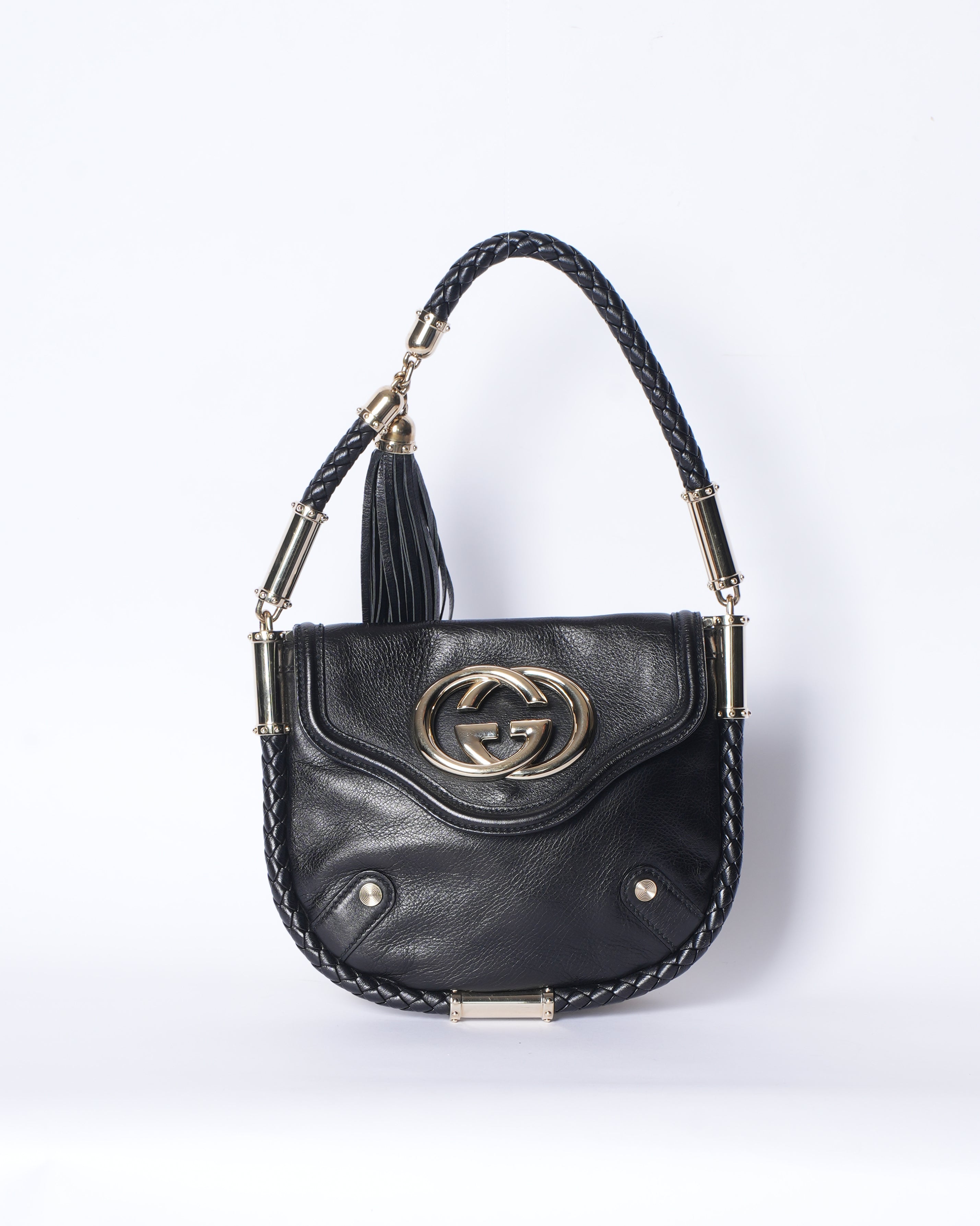 Gucci Black Leather Small Britt Tassel Bag