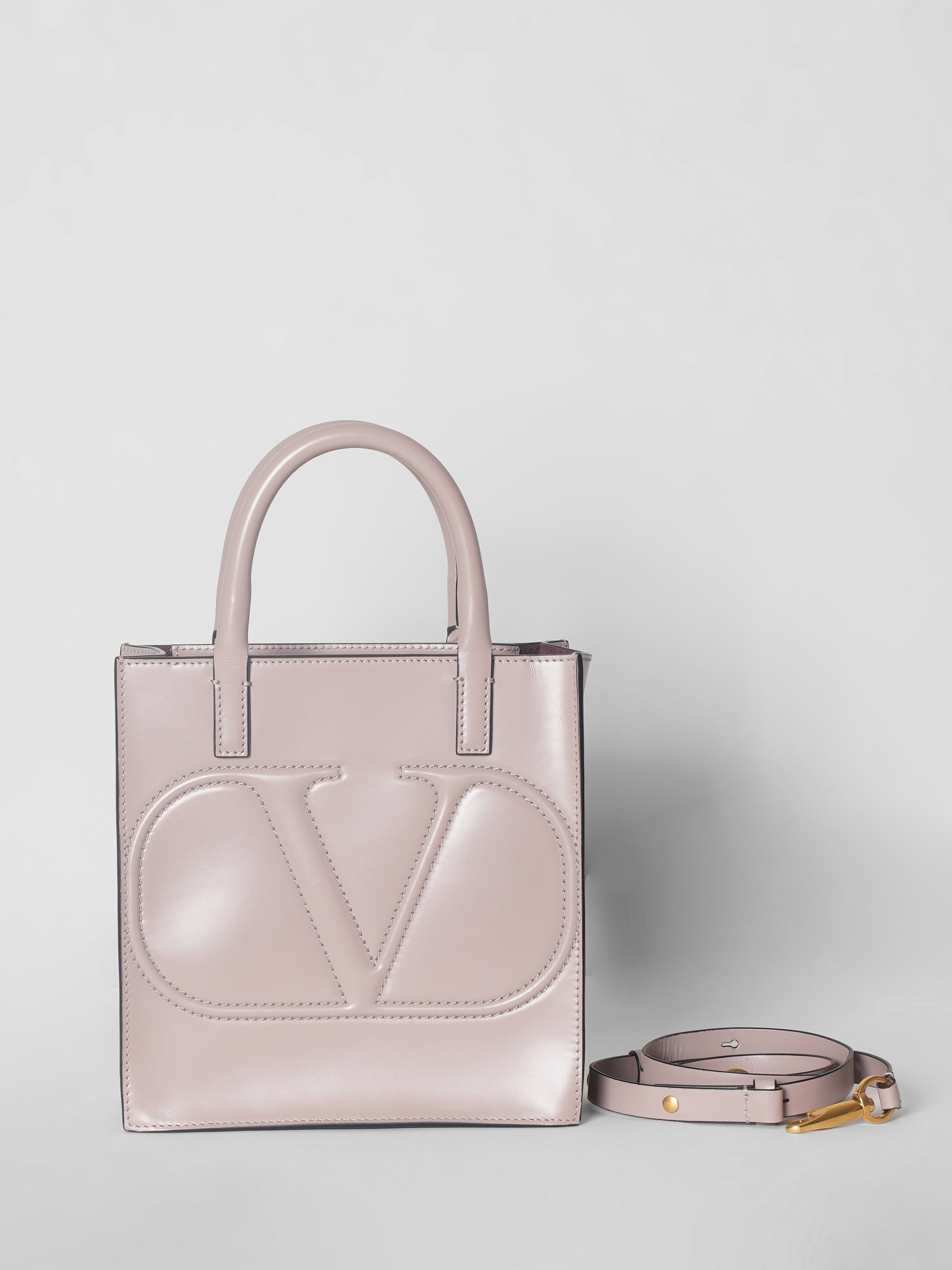 New Valentino Garavani V Logo Leather Handbag