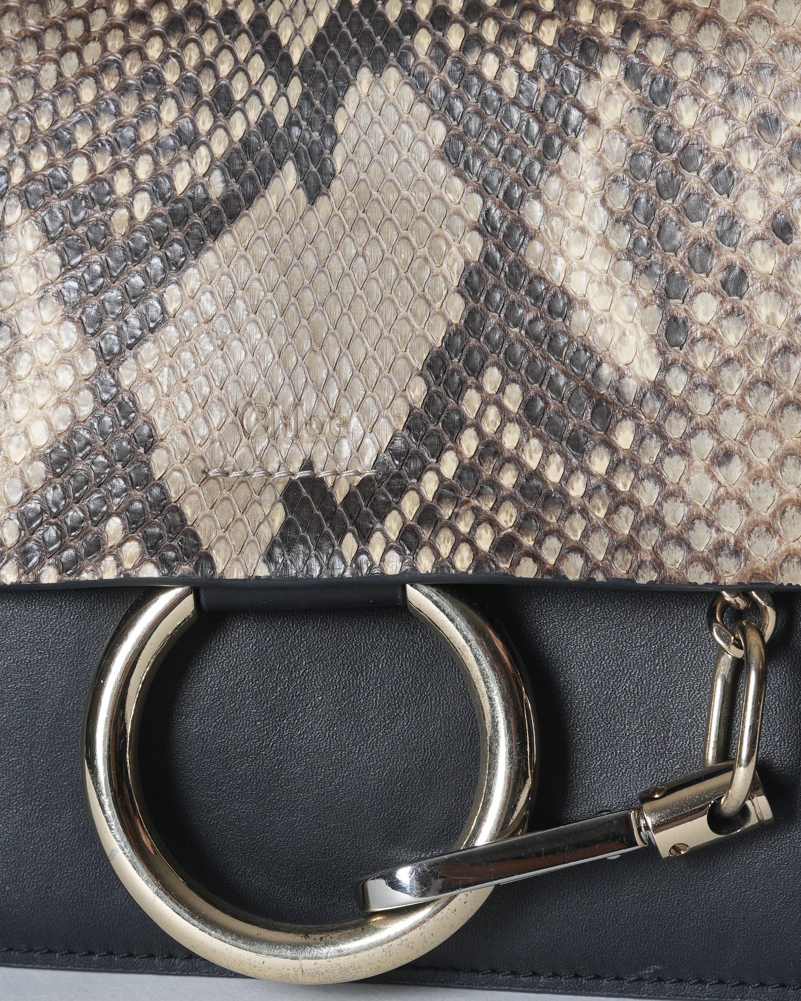 Chloe Leather & Python Small Faye Shoulder Bag