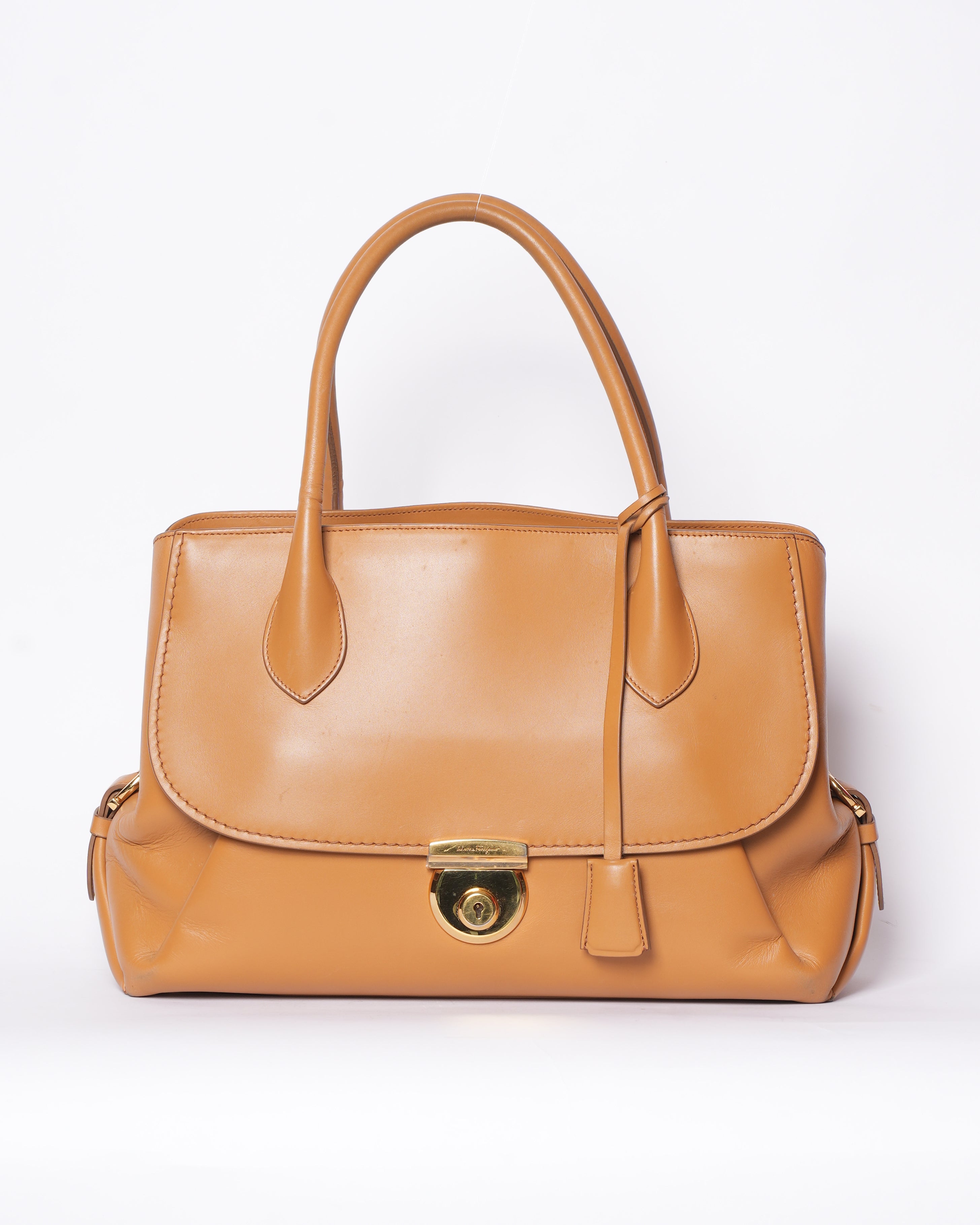 Salvatore Ferragamo Leather Fiamma Tote