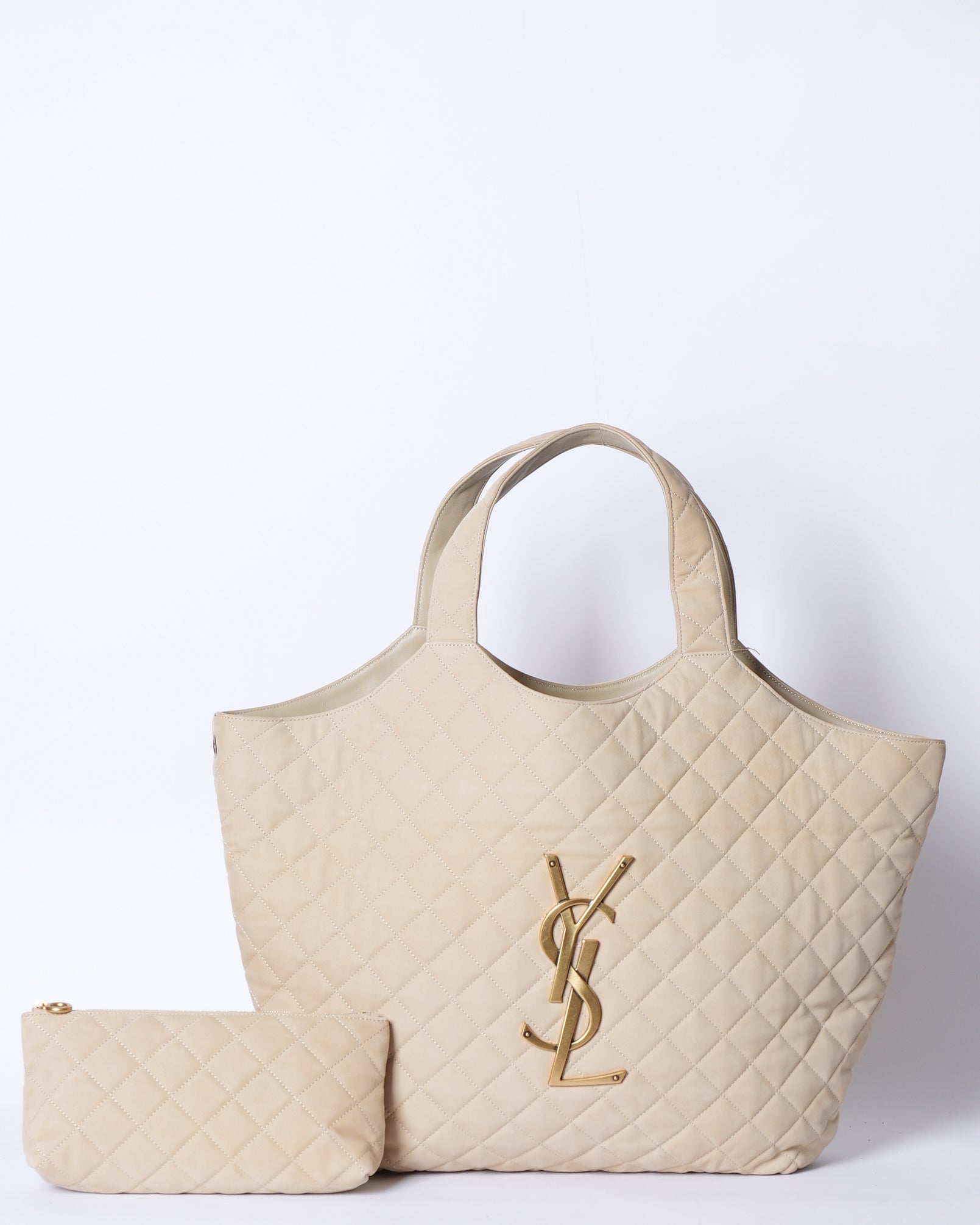 New Saint Laurent Icare Maxi Shopping Bag In Quilted Nubuck Suede