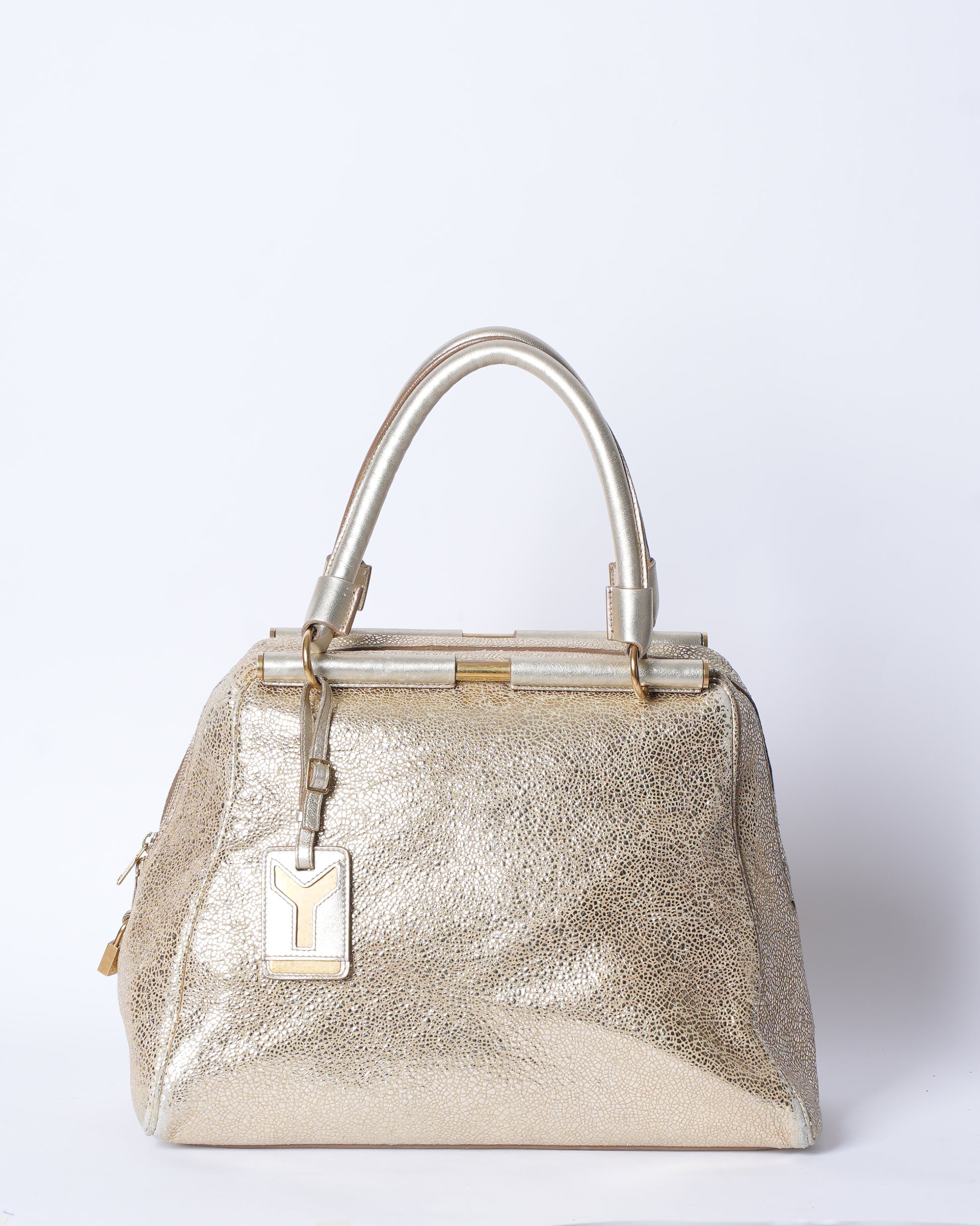 Saint Laurent Metallic Gold Leather Majorelle Tote Bag