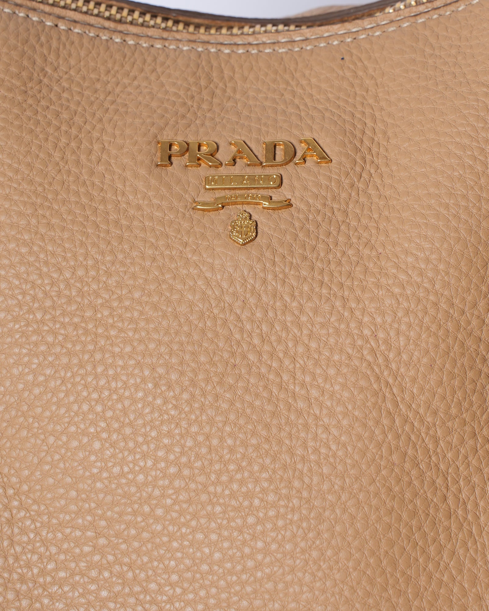 Prada Beige Vitello Daino Leather Sacca 2 Manici Hobo