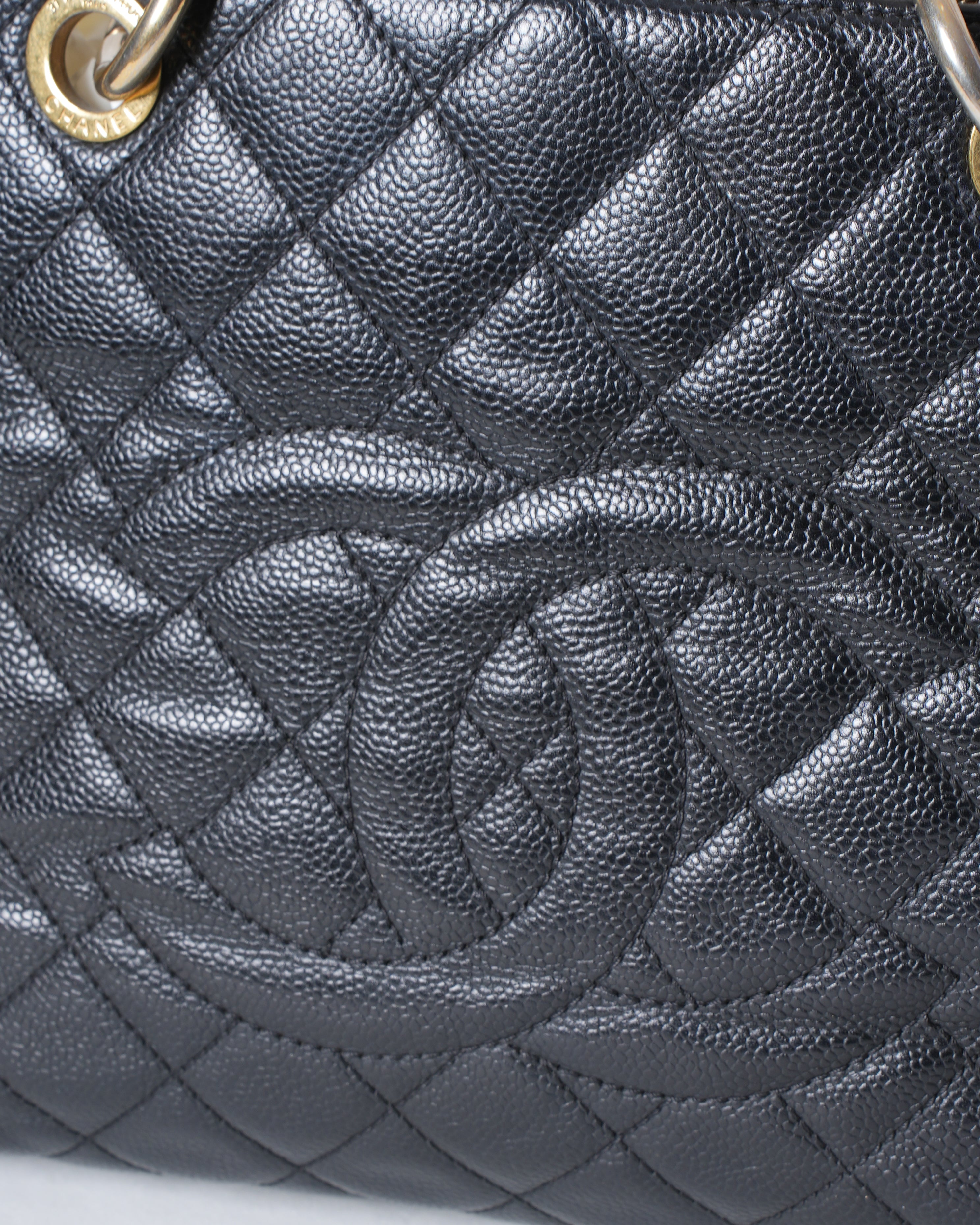 Chanel Black Quilted Caviar Leather Grand Shopping Tote Bag