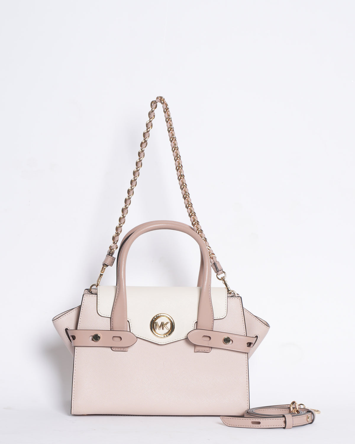 Michael Kors Carmen Bag In Pink & White
