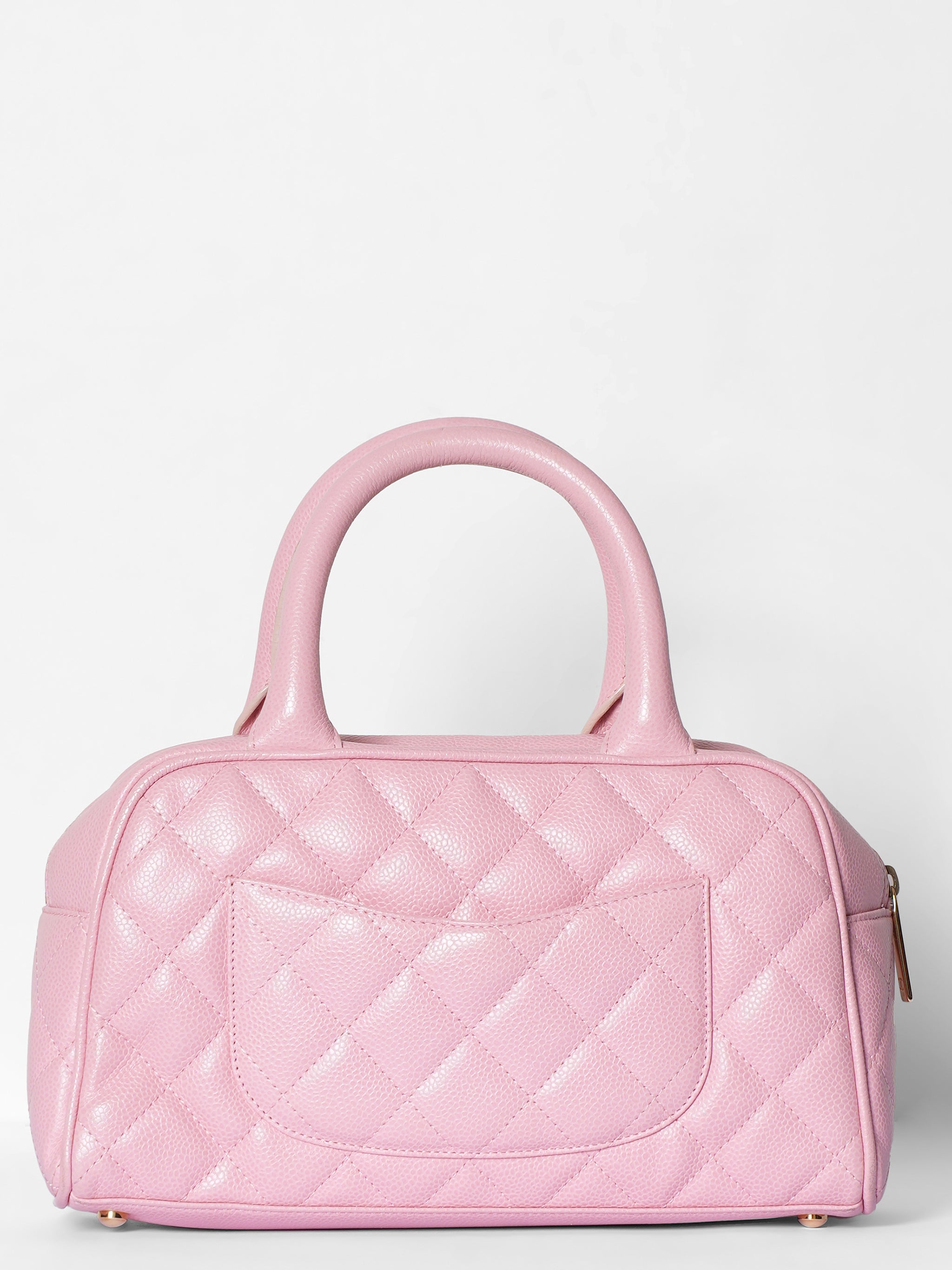 Chanel Pink Quilted Caviar Leather Bowler Bag