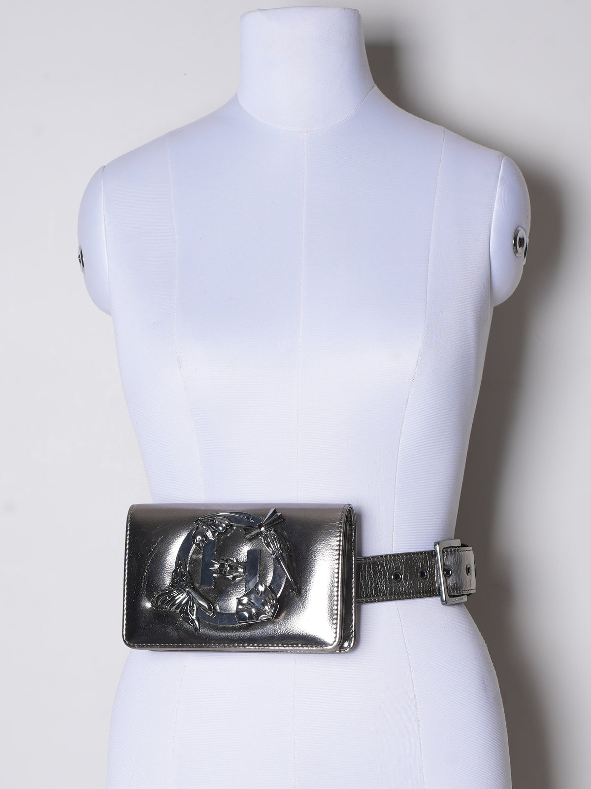 Outhouse 'The Mini Disco' Metallic Chrome Sling Bag