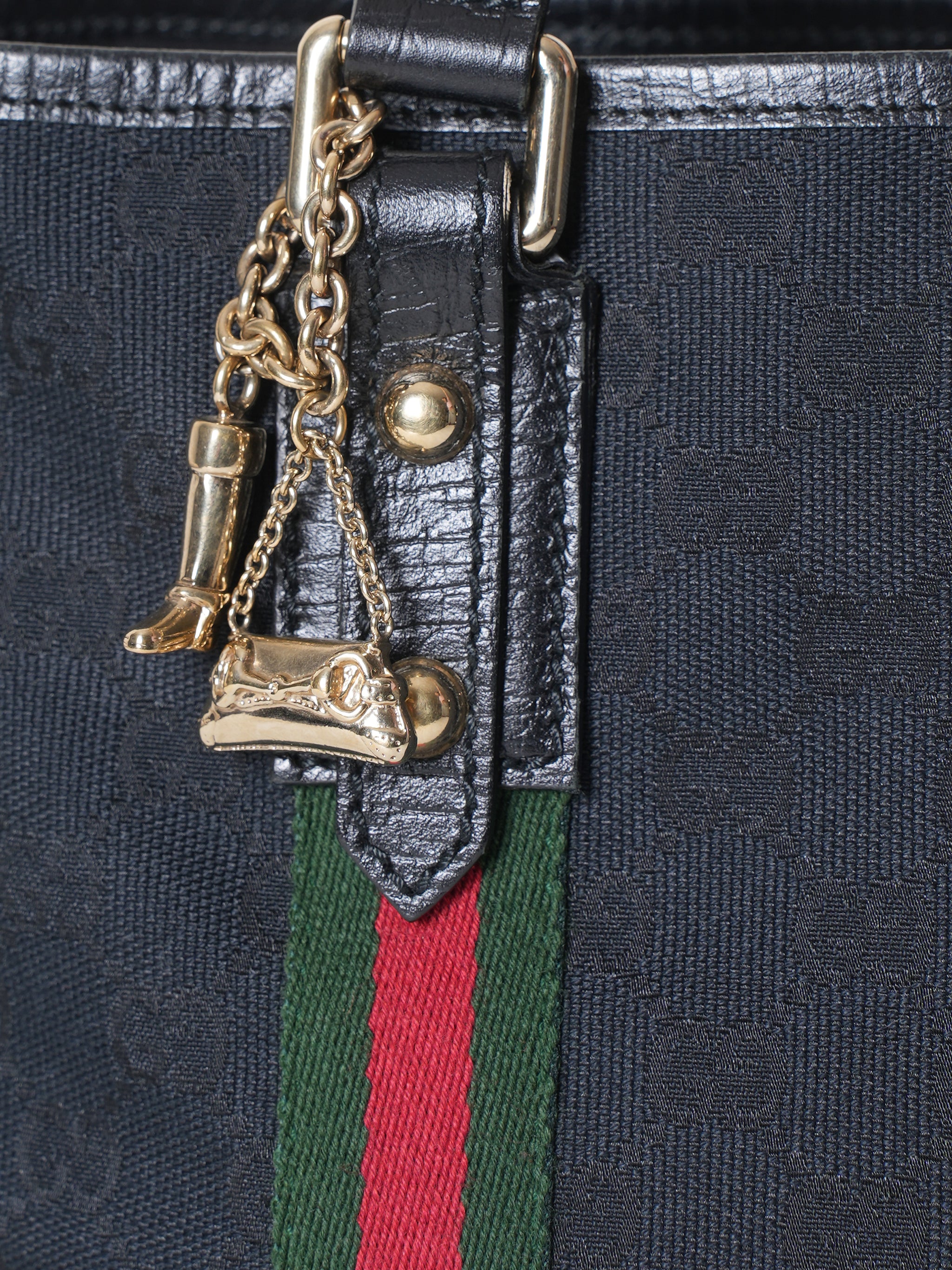 Gucci Black GG Mini Web Jolicoeur Tote Bag