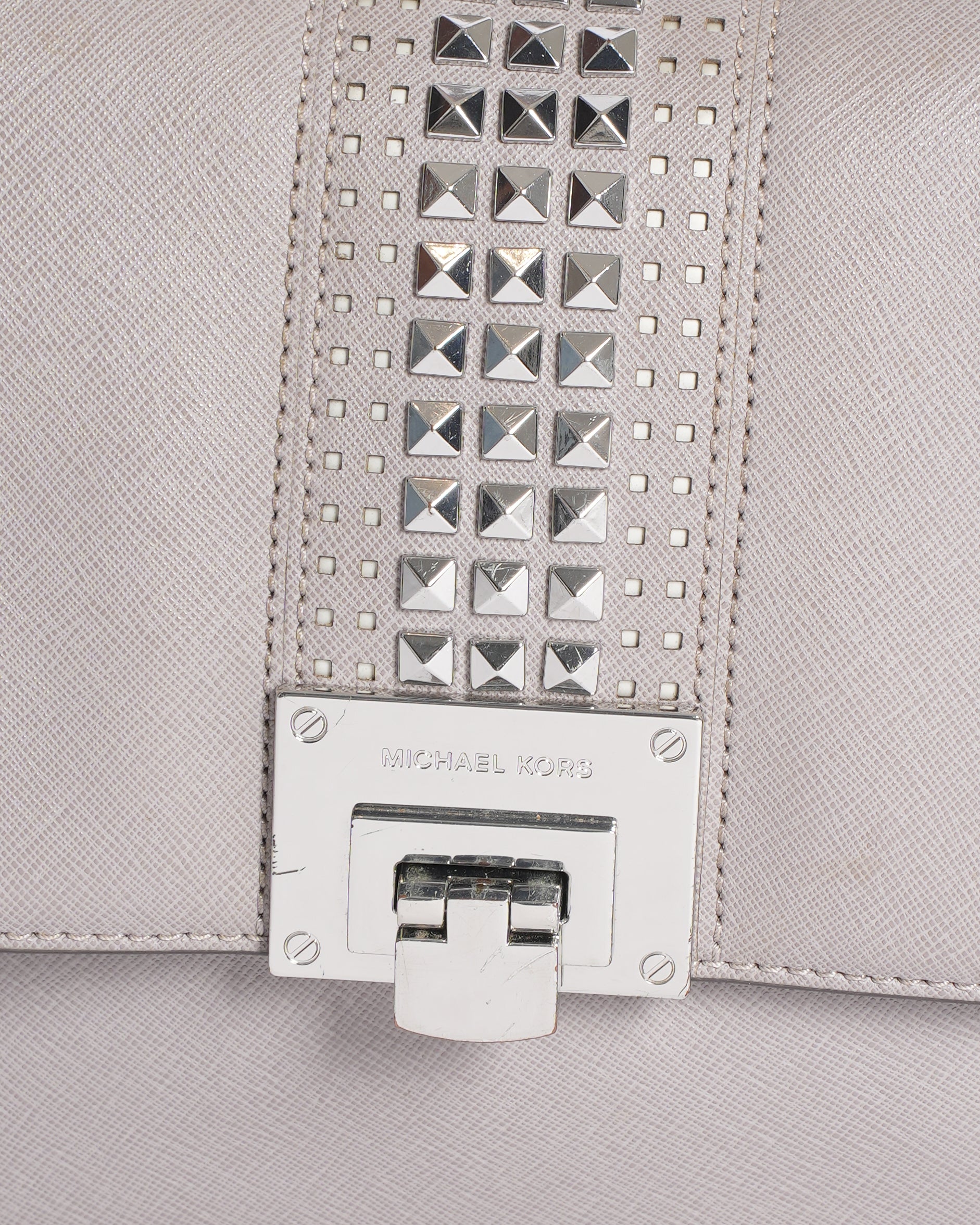 Michael Kors Spike Flap Closure Crossbody In Grey