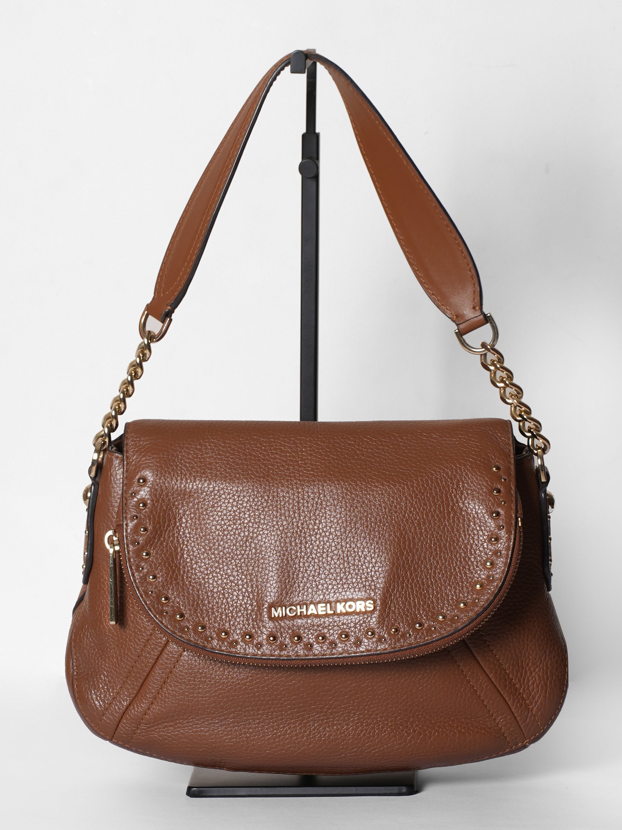 Michael Kors Studded Brown Shoulder Bag