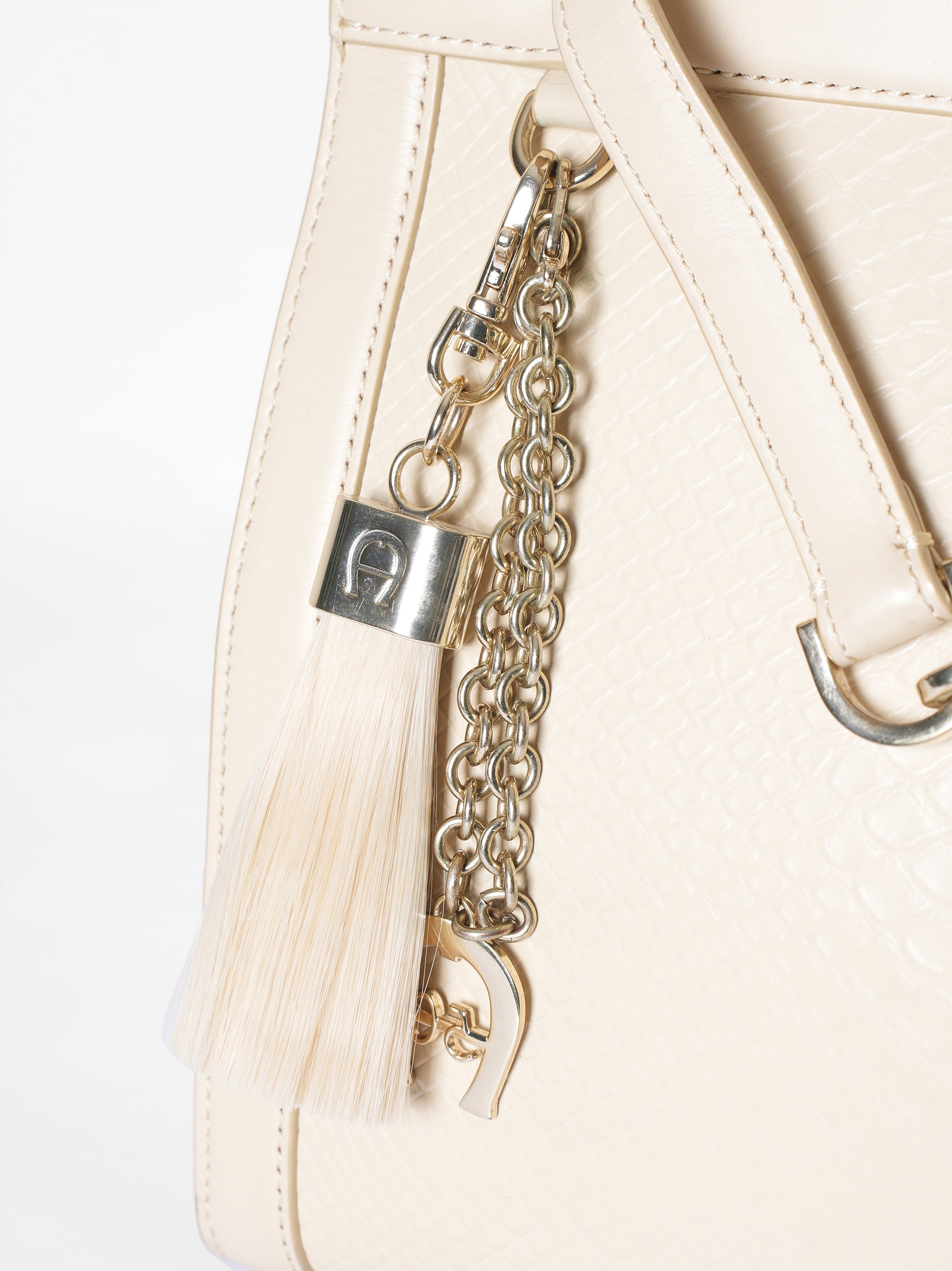 Aigner Beige Leather Cavallina Top Handle Bag