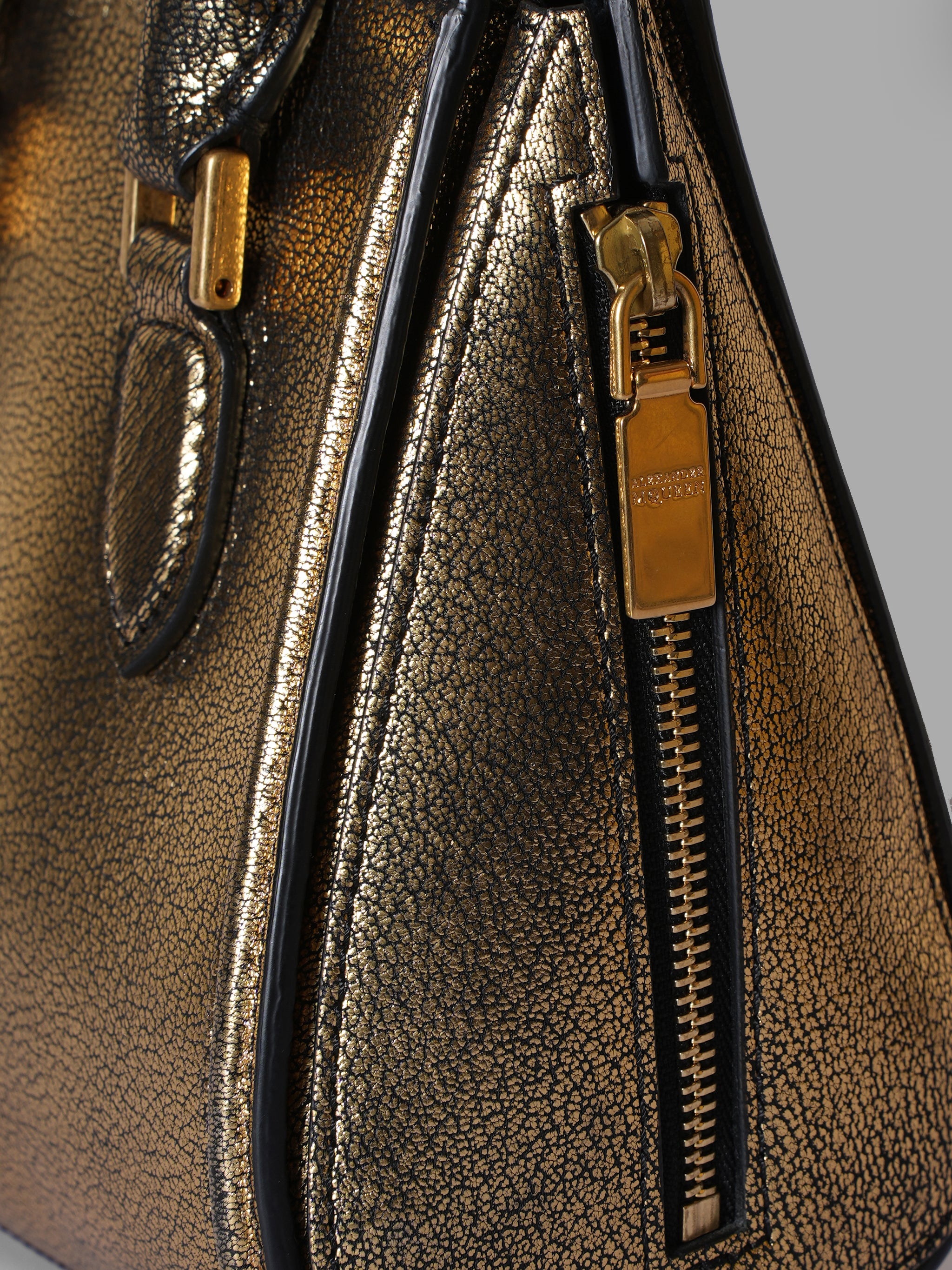 Alexander McQueen Mettalic Gold Leather Bag