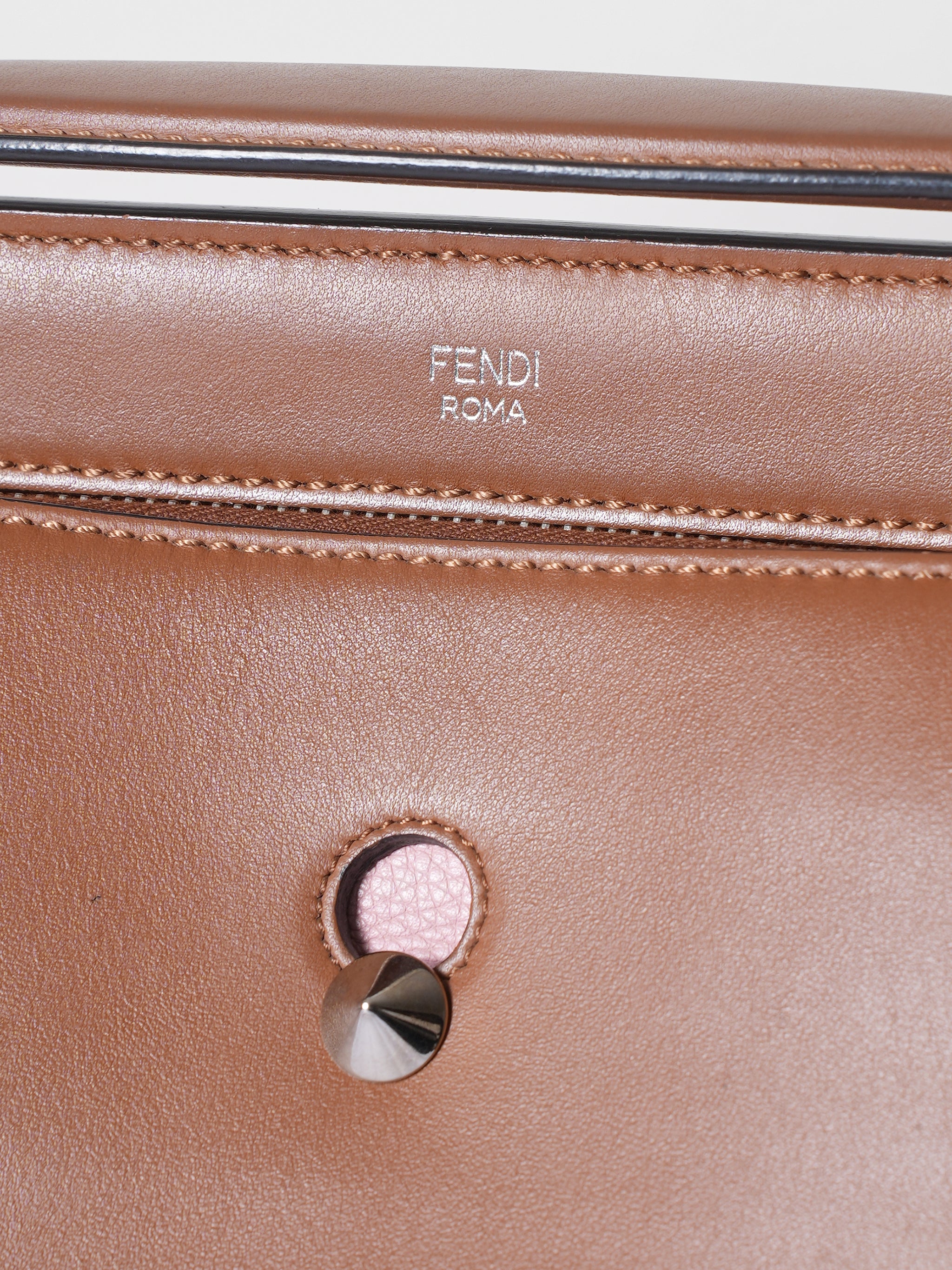 Fendi Tan Large Dotcom Brown Satchel Bag