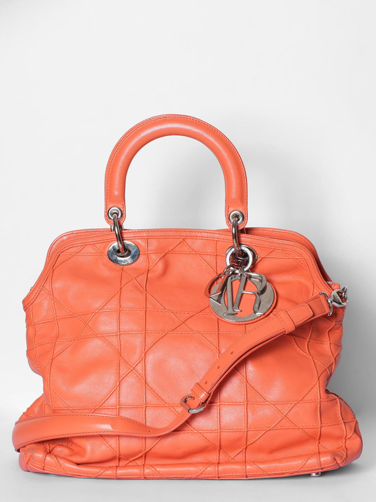 Christian Dior Polochon Cannage Rouge Dior Granville Top Handle Bag