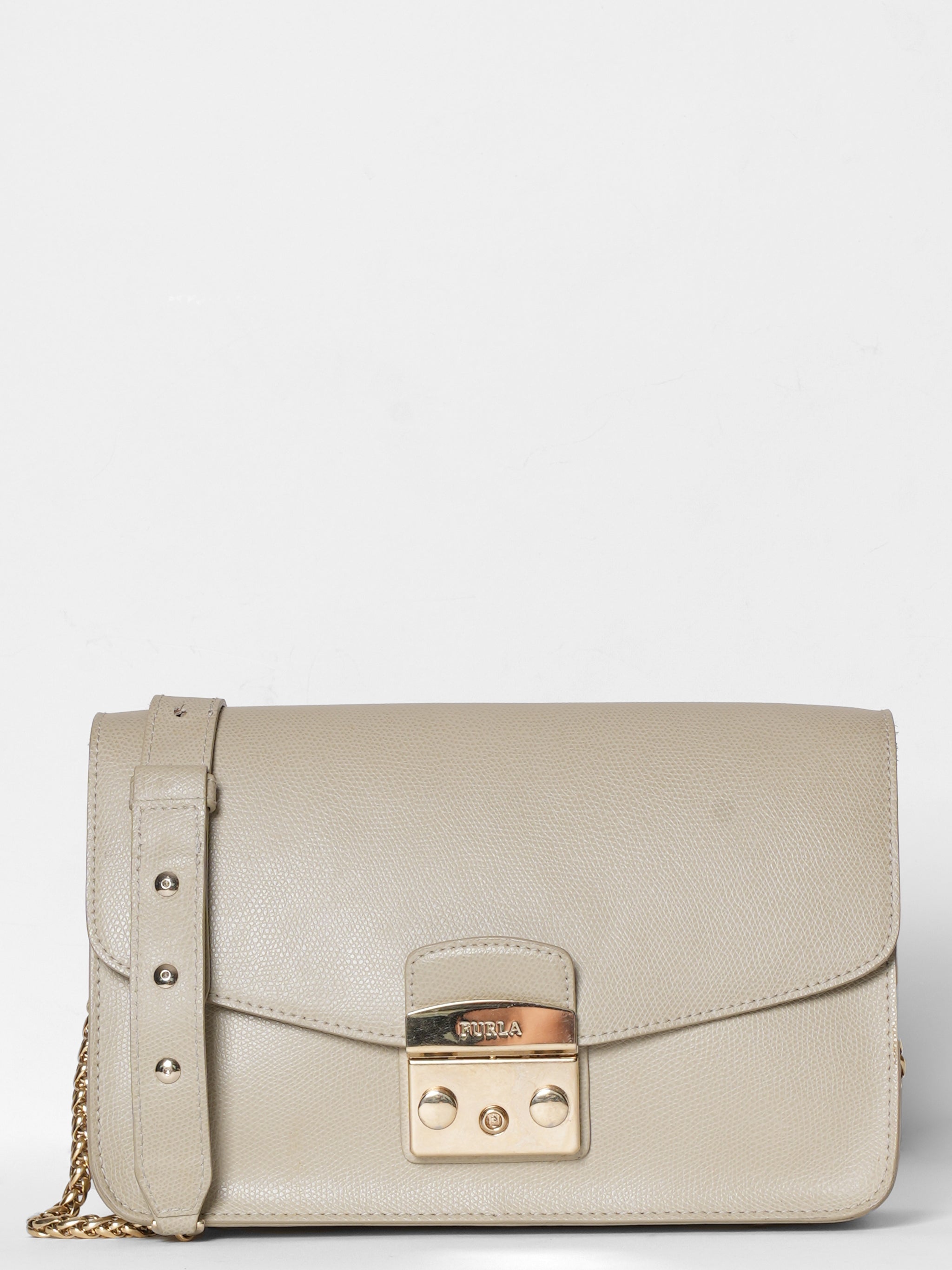 Furla Grey Envelope Flap Crossbody Bag