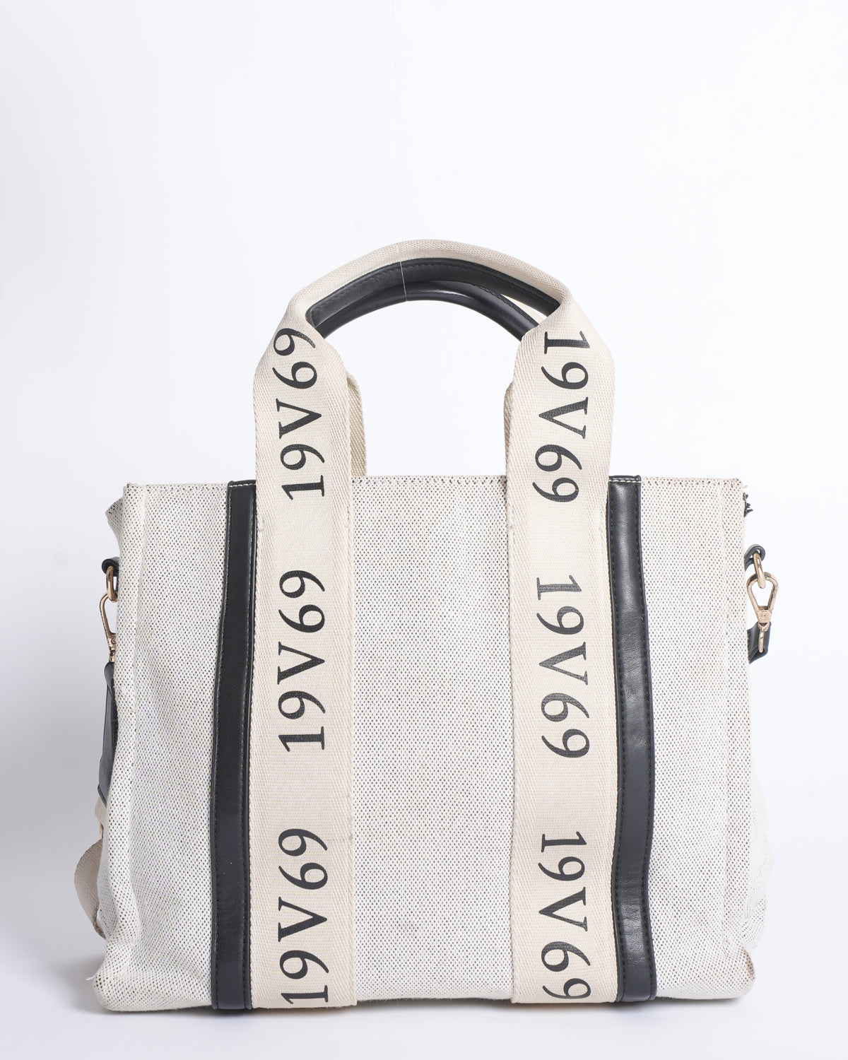 Versace Small Canvas Tote In Beige