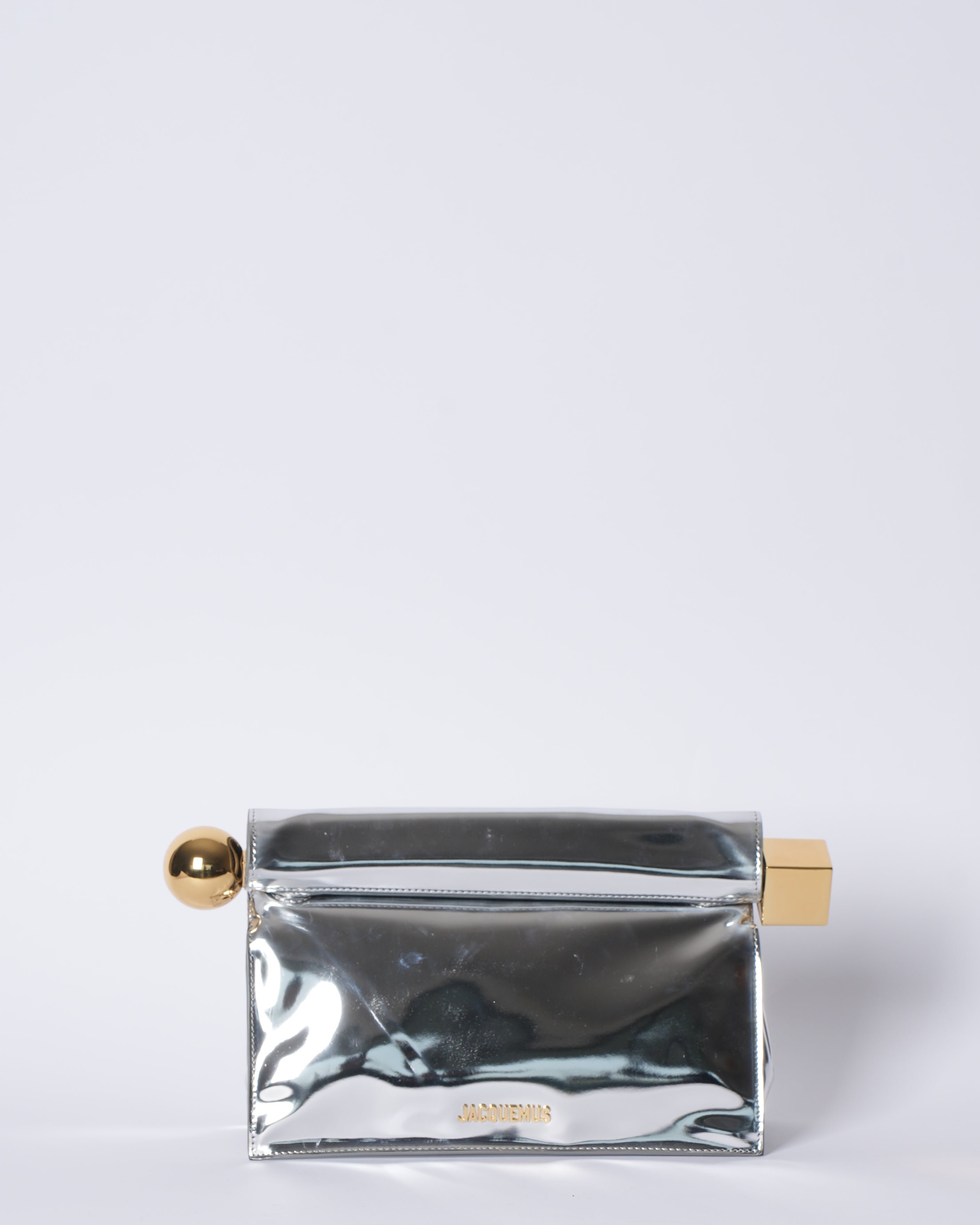 Jacquemus 'The' Rond Carre Clutch In Silver & Gold Tone