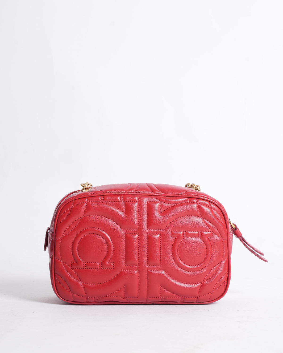 Salvatore Ferragamo Gancini Quilted Camera Bag in Red