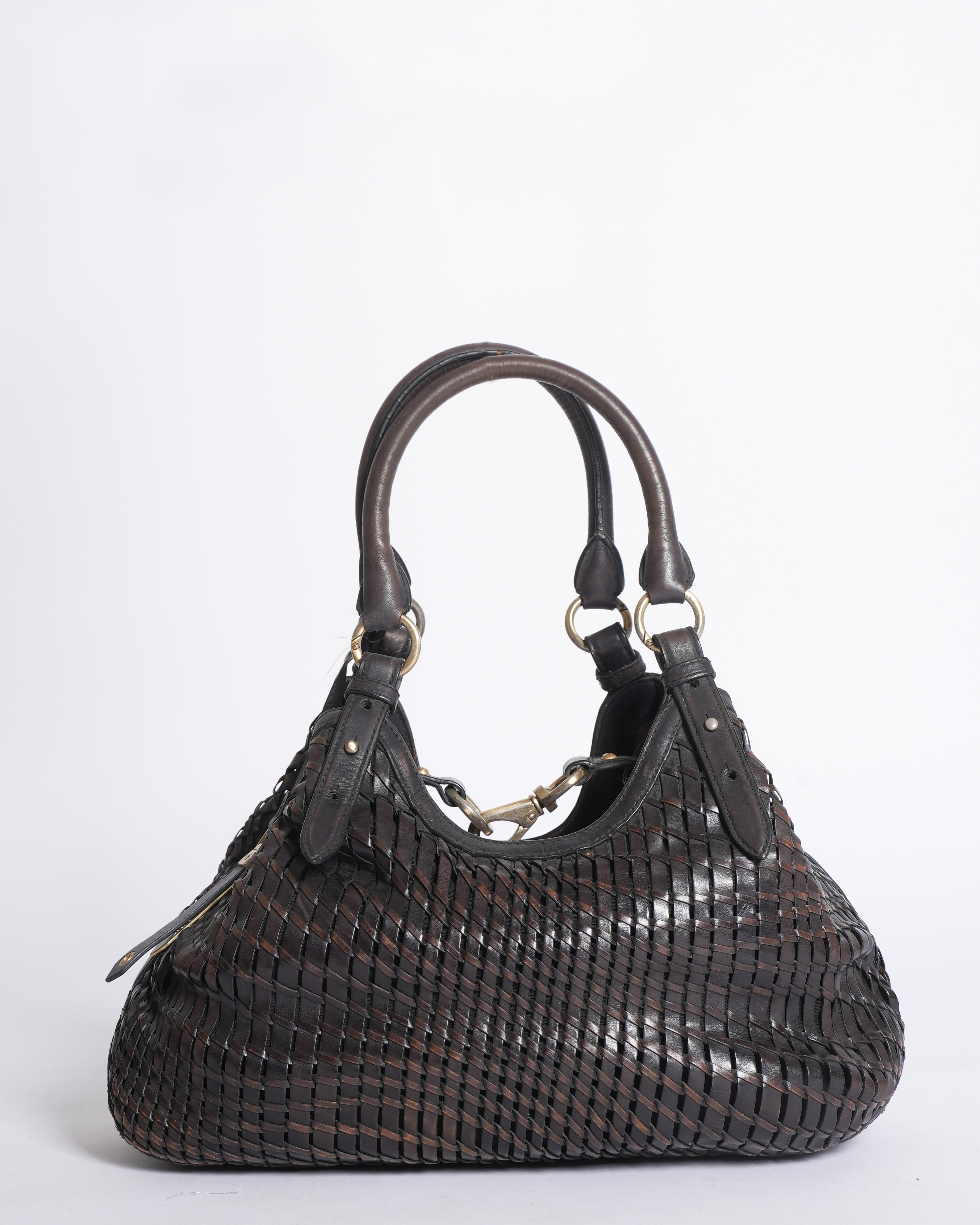 Cole Haan Woven Leather Shoulder Bag In Brown