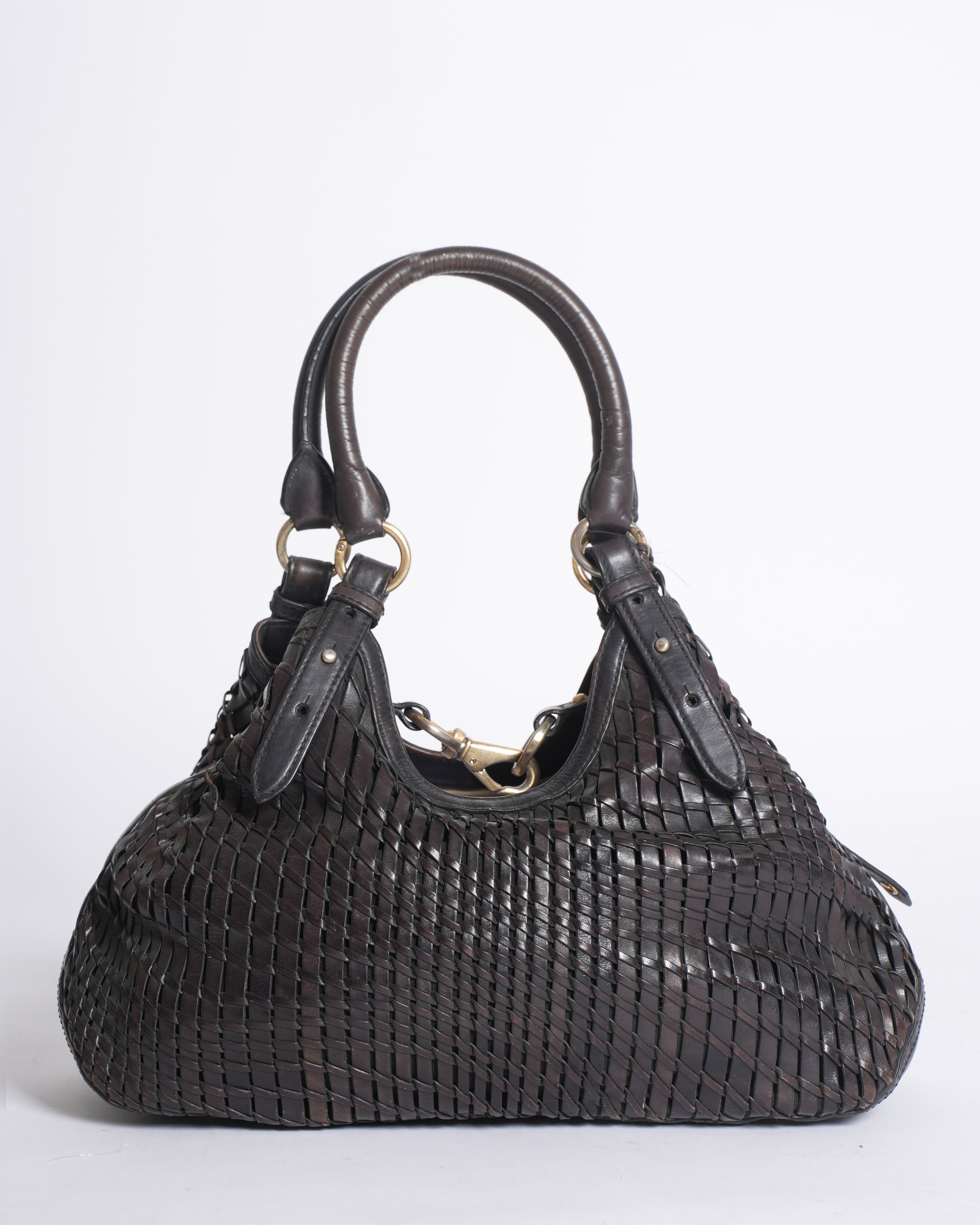 Cole Haan Woven Leather Shoulder Bag In Brown