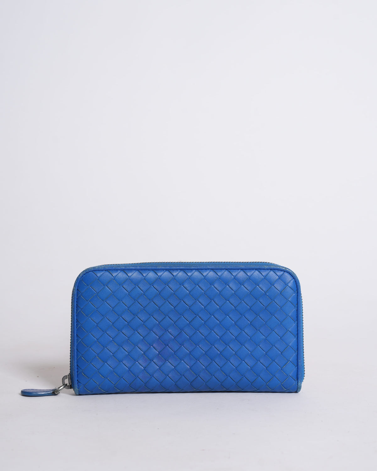 Bottega Veneta Intrecciato Zipper Wallet in Blue