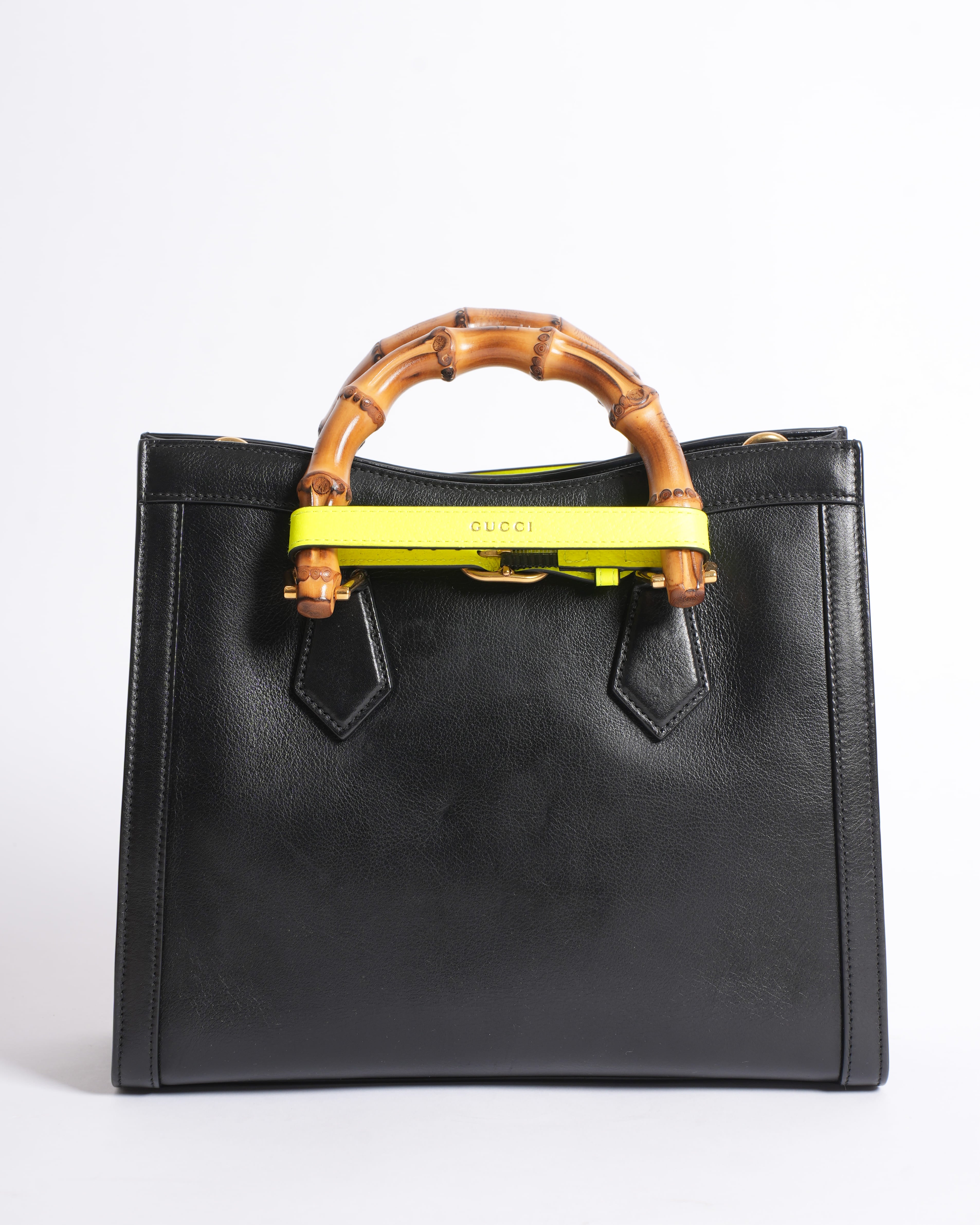 Gucci Black Small Leather Bamboo Diana Satchel