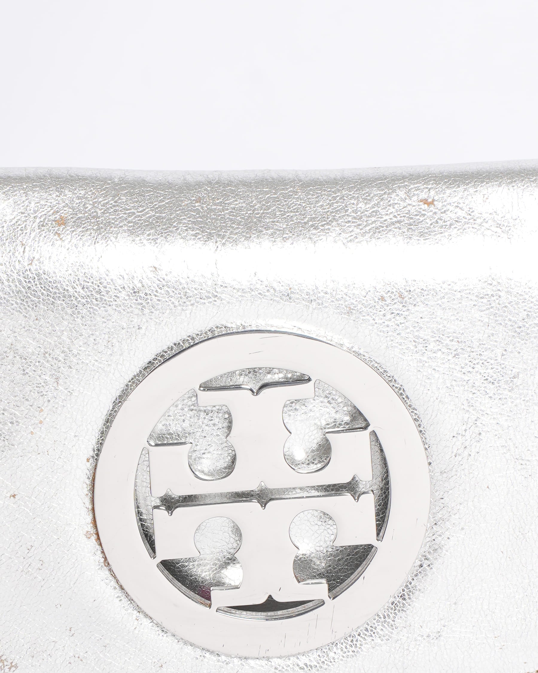 Tory burch silver metallic crossbody bag