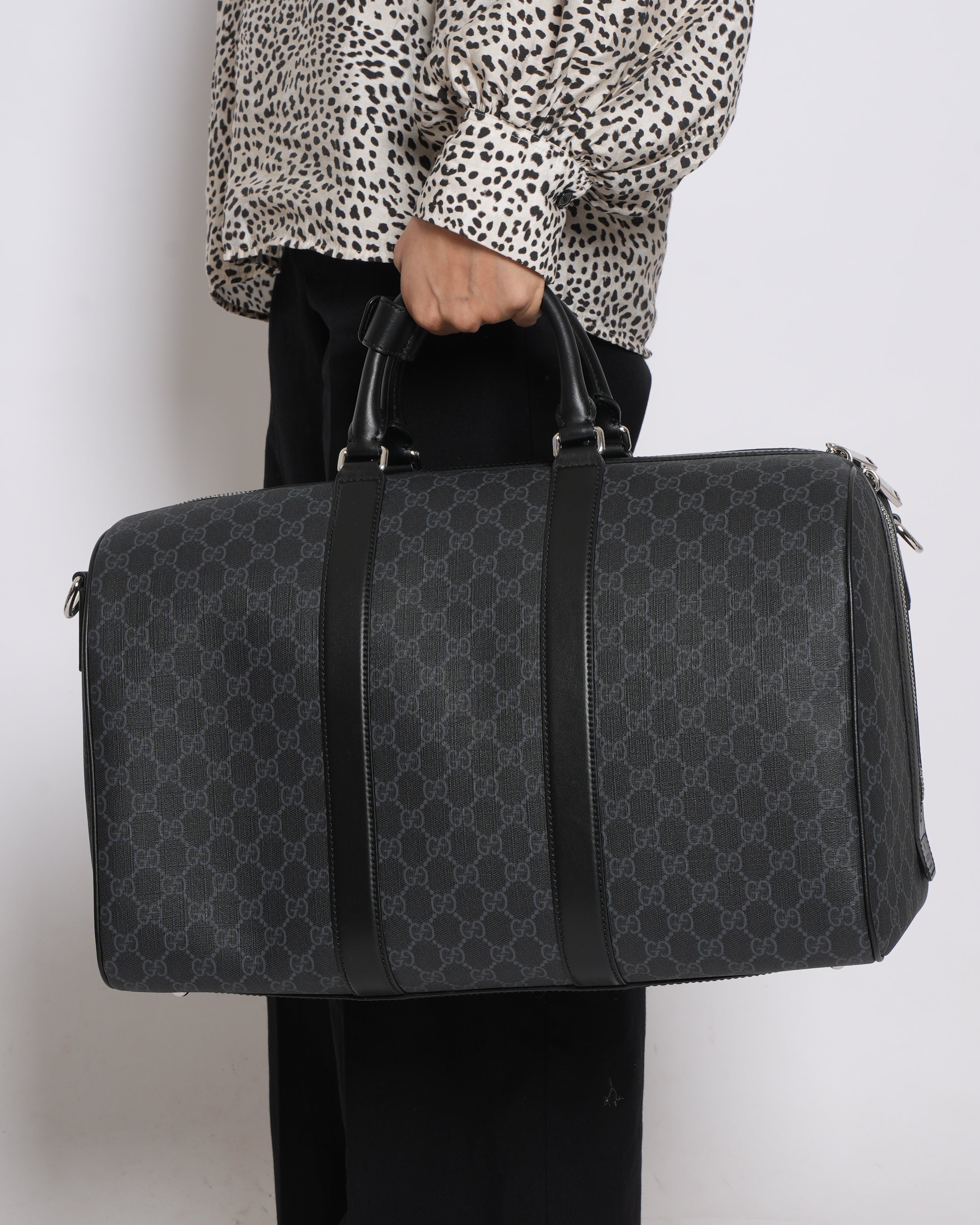 New Gucci Monogram Duffle Bag with Detachable Crossbody Strap
