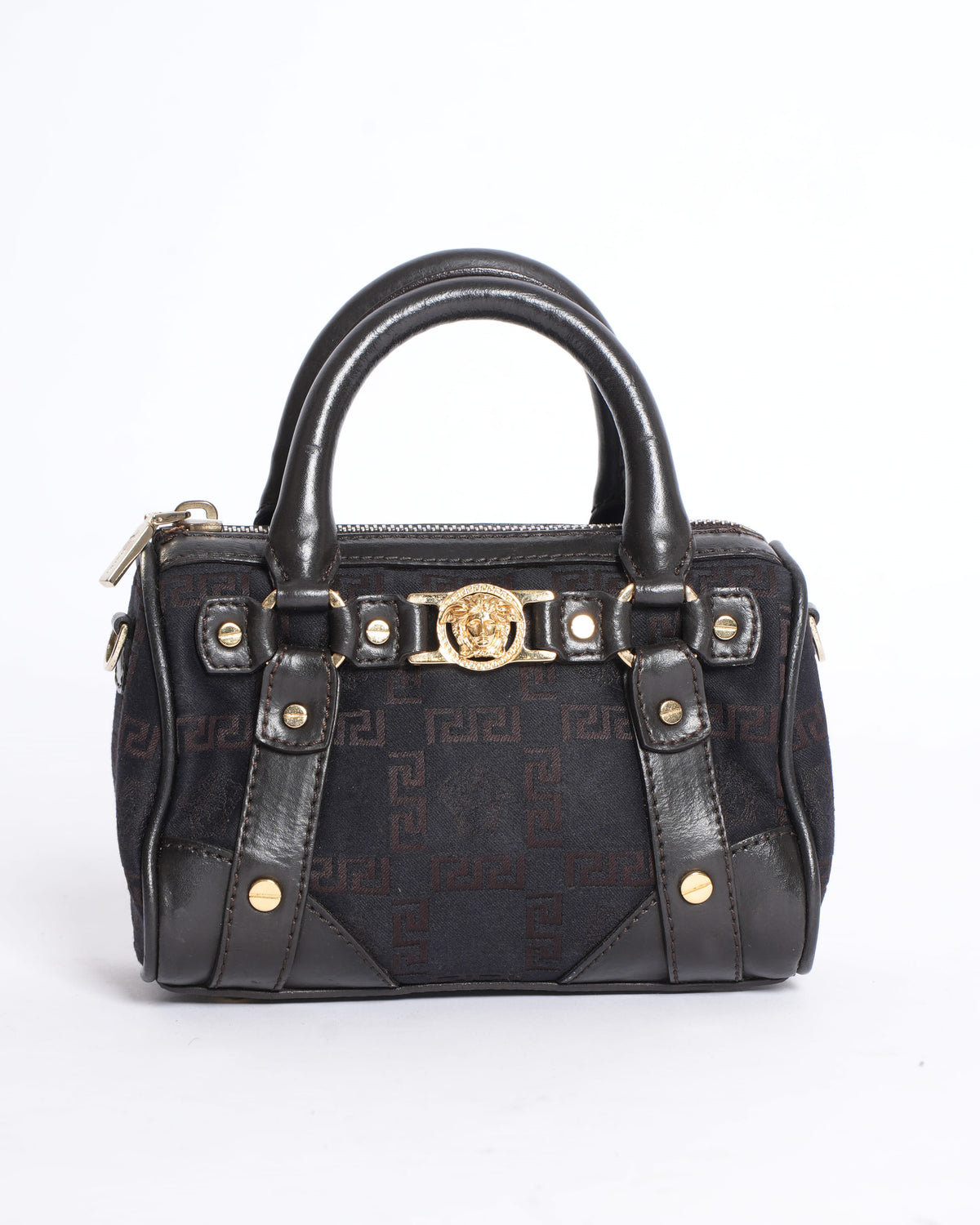 Versace Leather Monogram Top Handle Bag