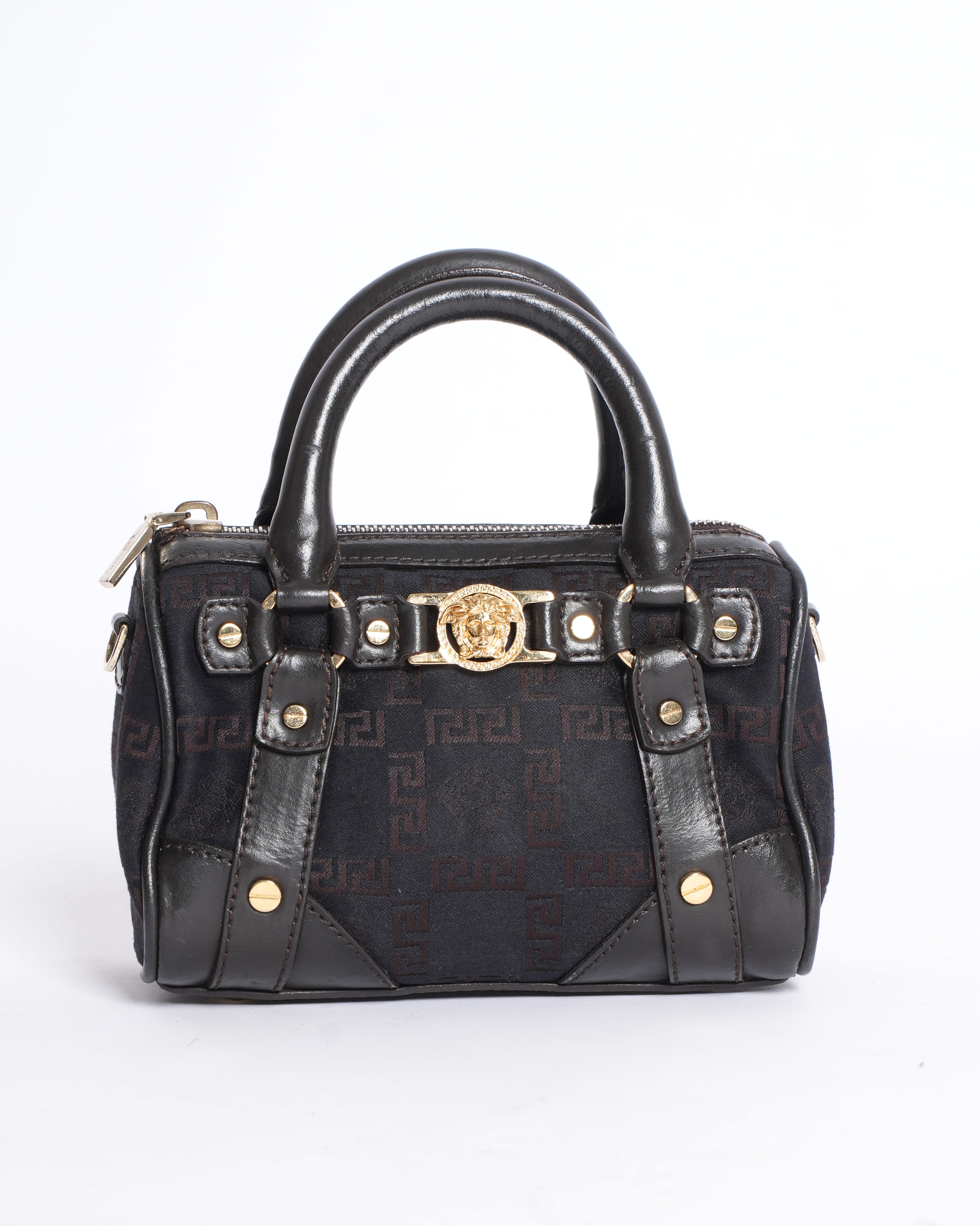 Versace Leather Monogram Top Handle Bag