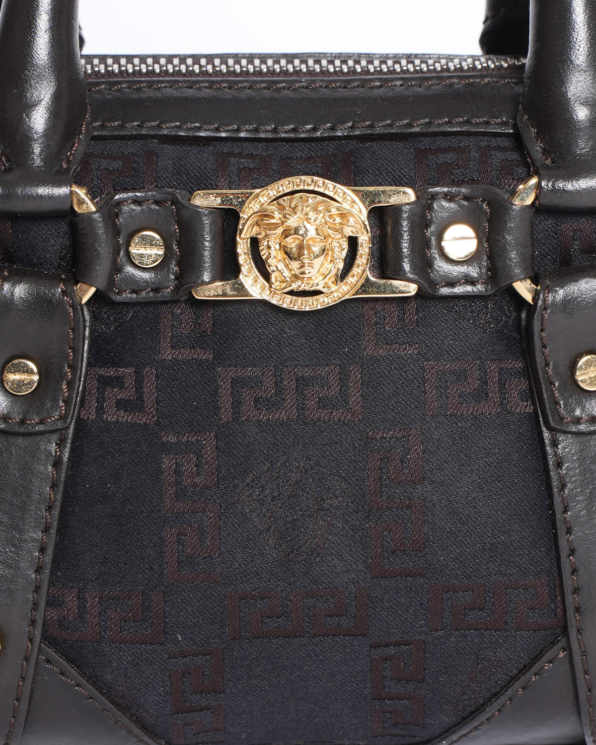 Versace Leather Monogram Top Handle Bag