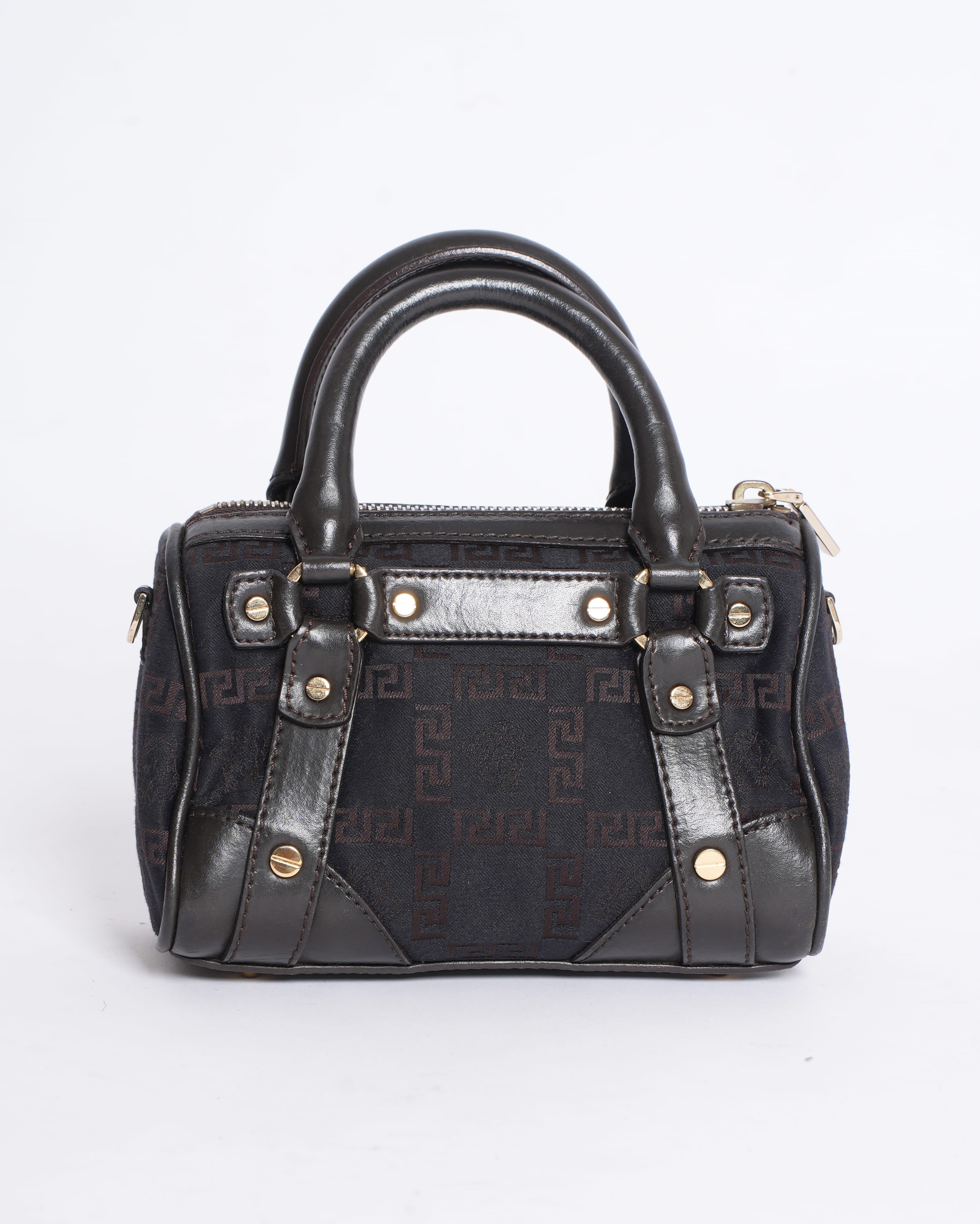 Versace Leather Monogram Top Handle Bag