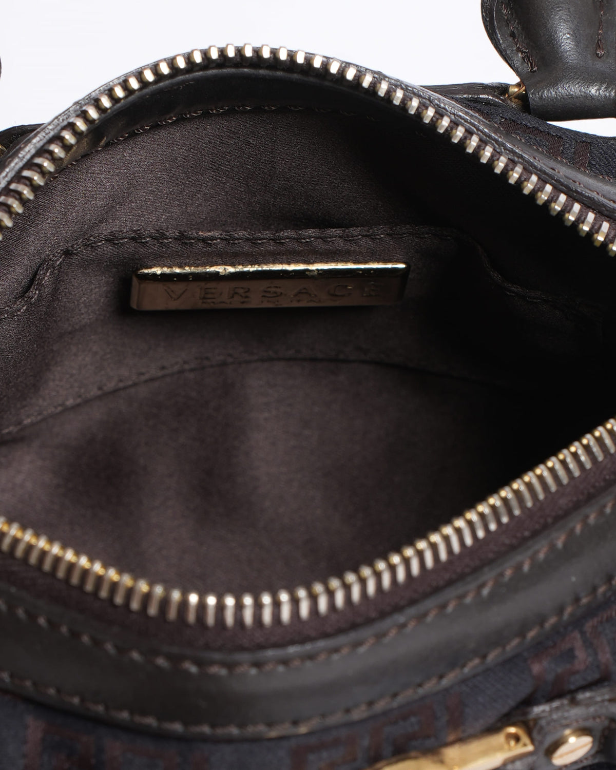 Versace Leather Monogram Top Handle Bag