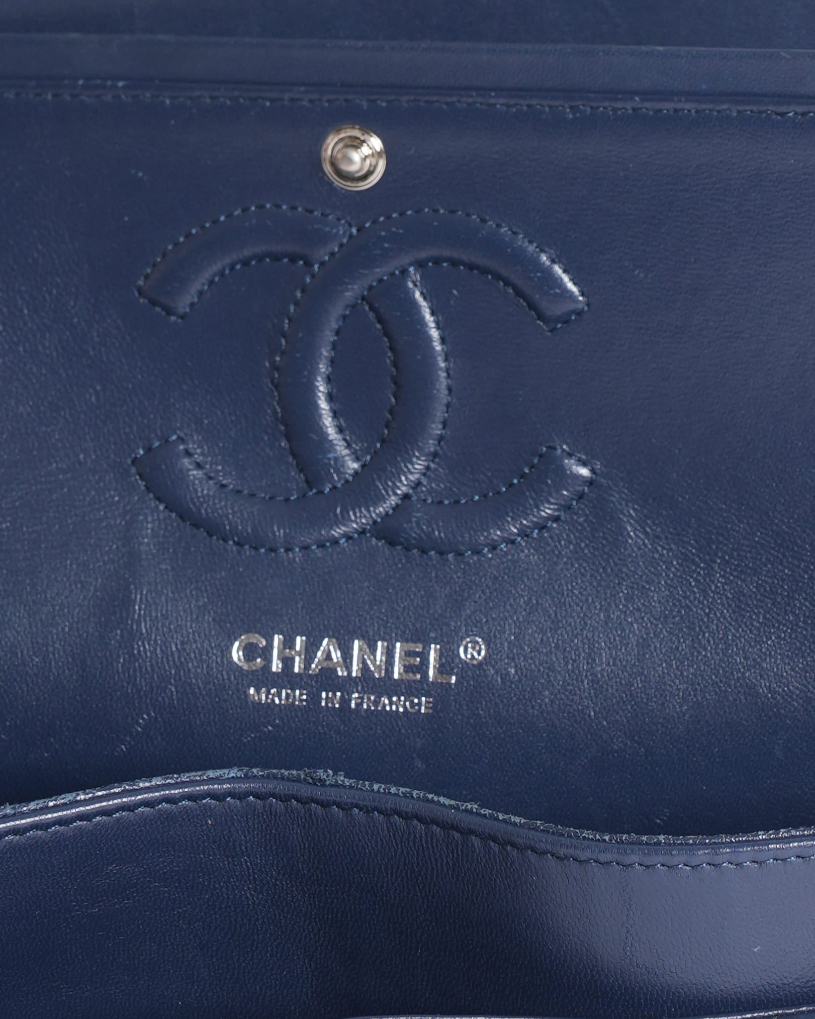 Chanel Classic Flap 11.12 Bag In Navy Blue In Calf Leather