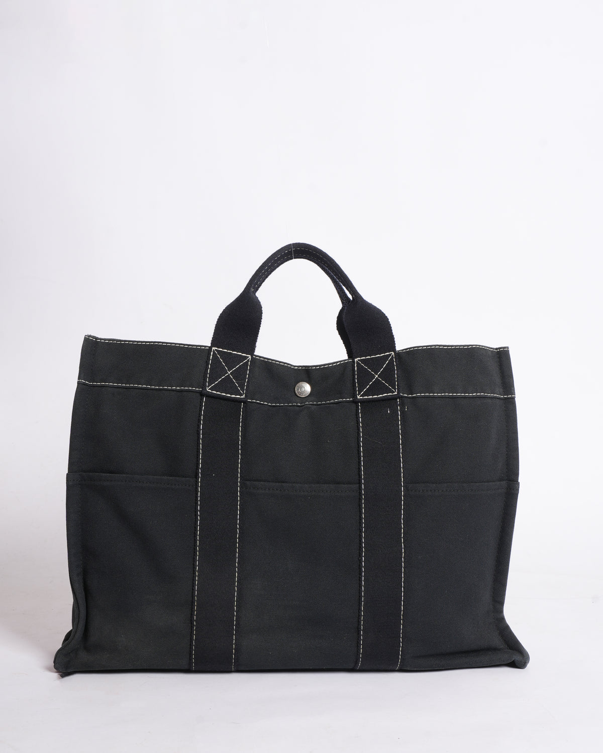 Hermes Black Canvas Fourre-Tout Holdall Tote Bag