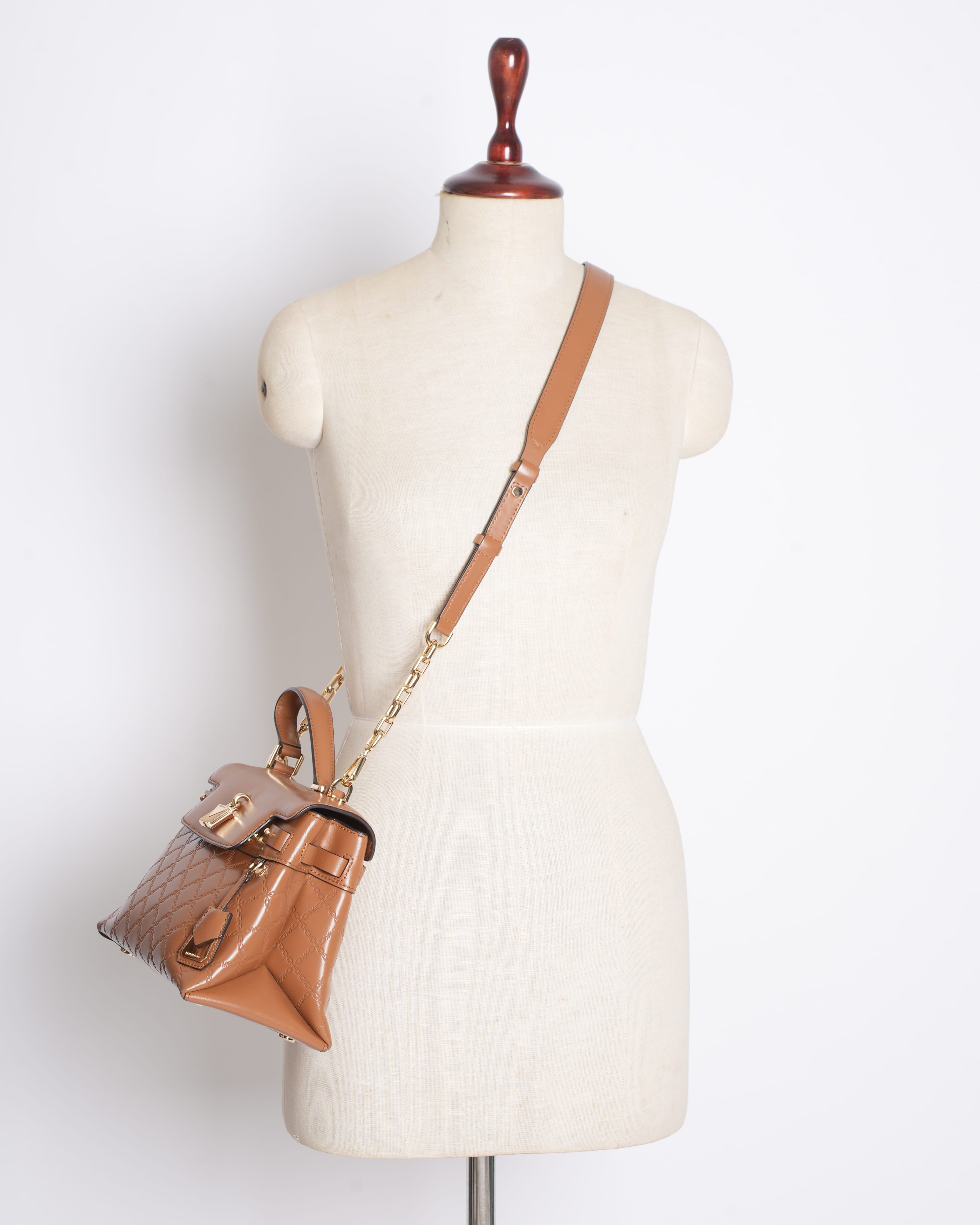 Michael Kors Medium Quilted Leather Satchel with Top Handle and Detachable Shoulder Strap