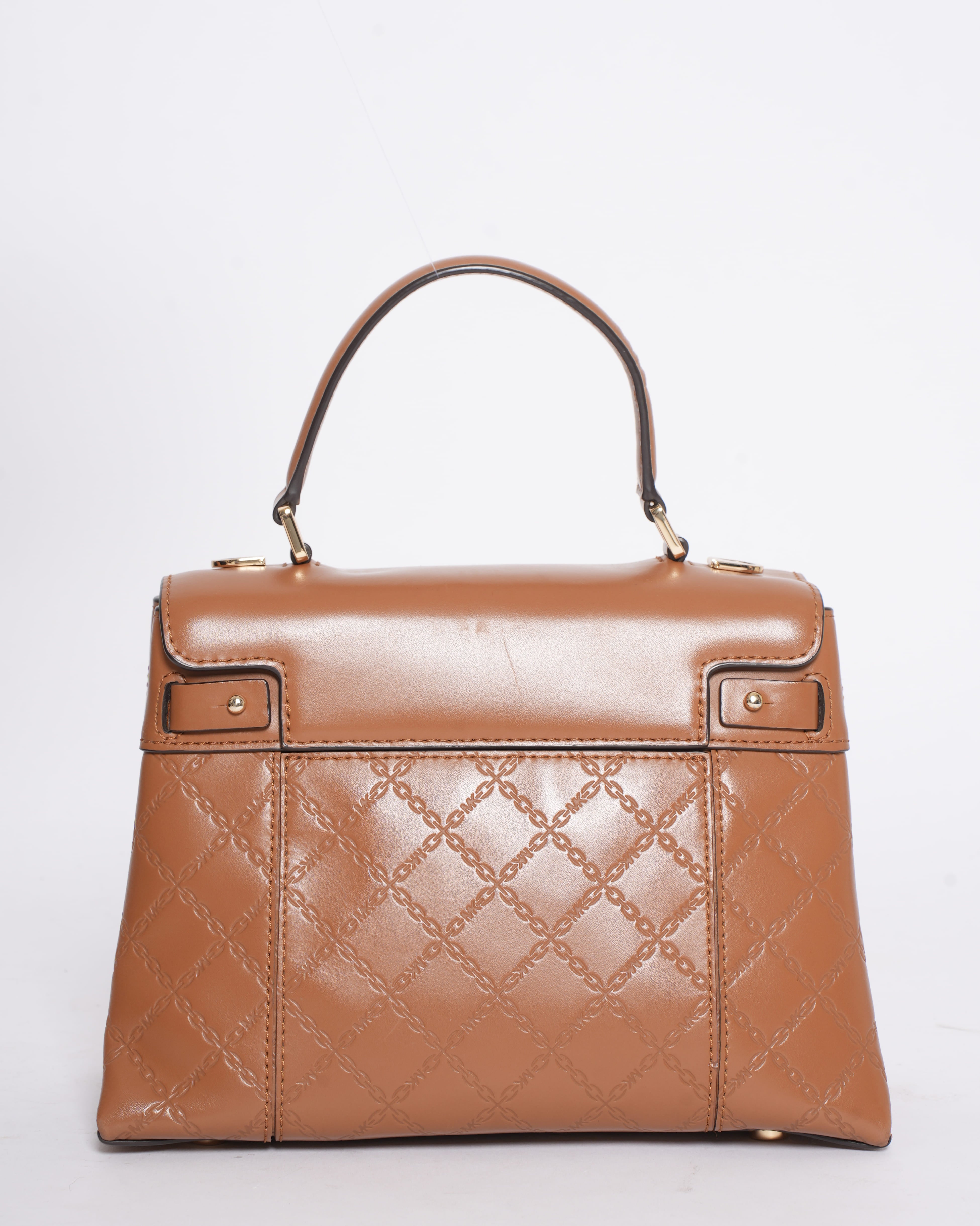 Michael Kors Medium Quilted Leather Satchel with Top Handle and Detachable Shoulder Strap