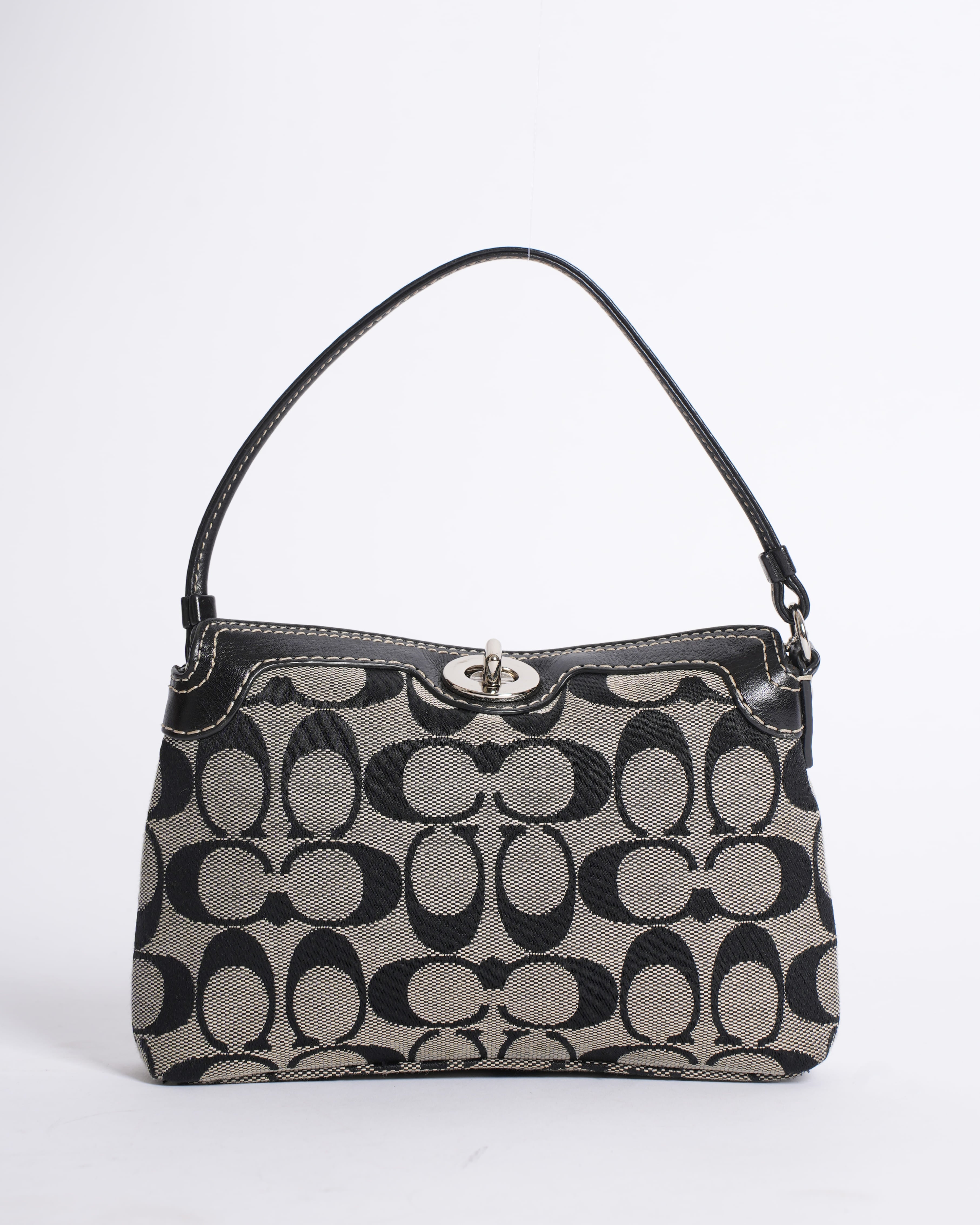 Coach Signature Turnlock Canvas Monogram Shoulder Bag